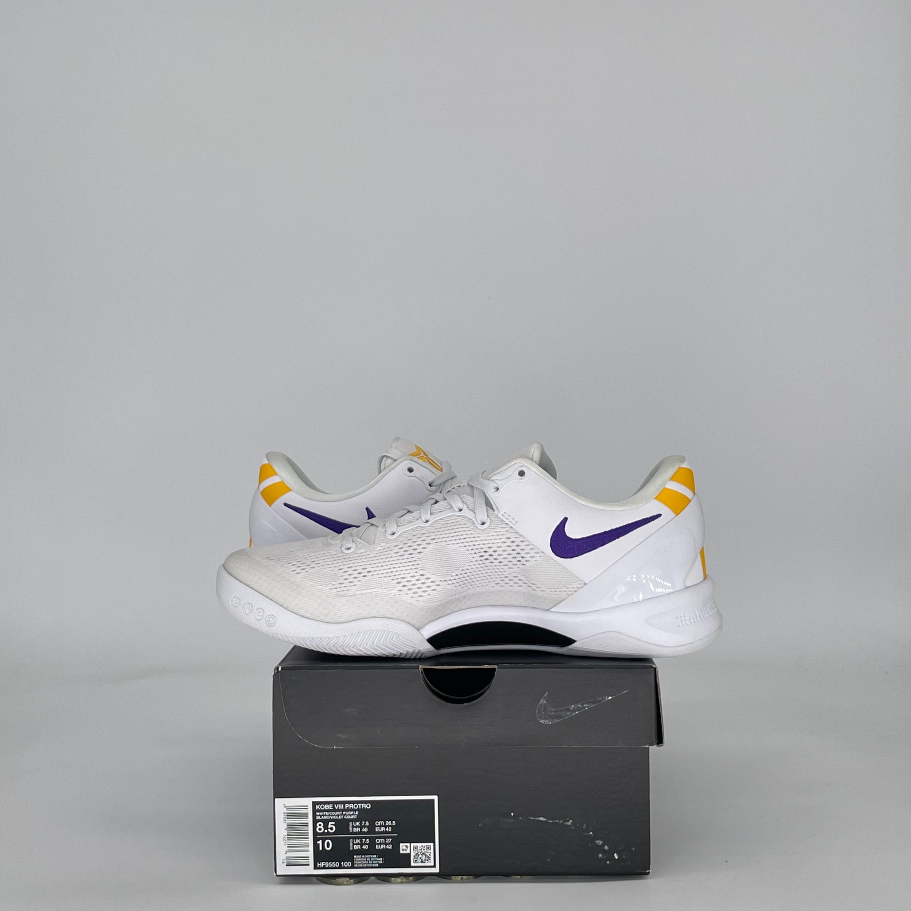 NIKE KOBE 8 PROTRO LAKERS HOME HF9550-100 SIZE 8.5/10W