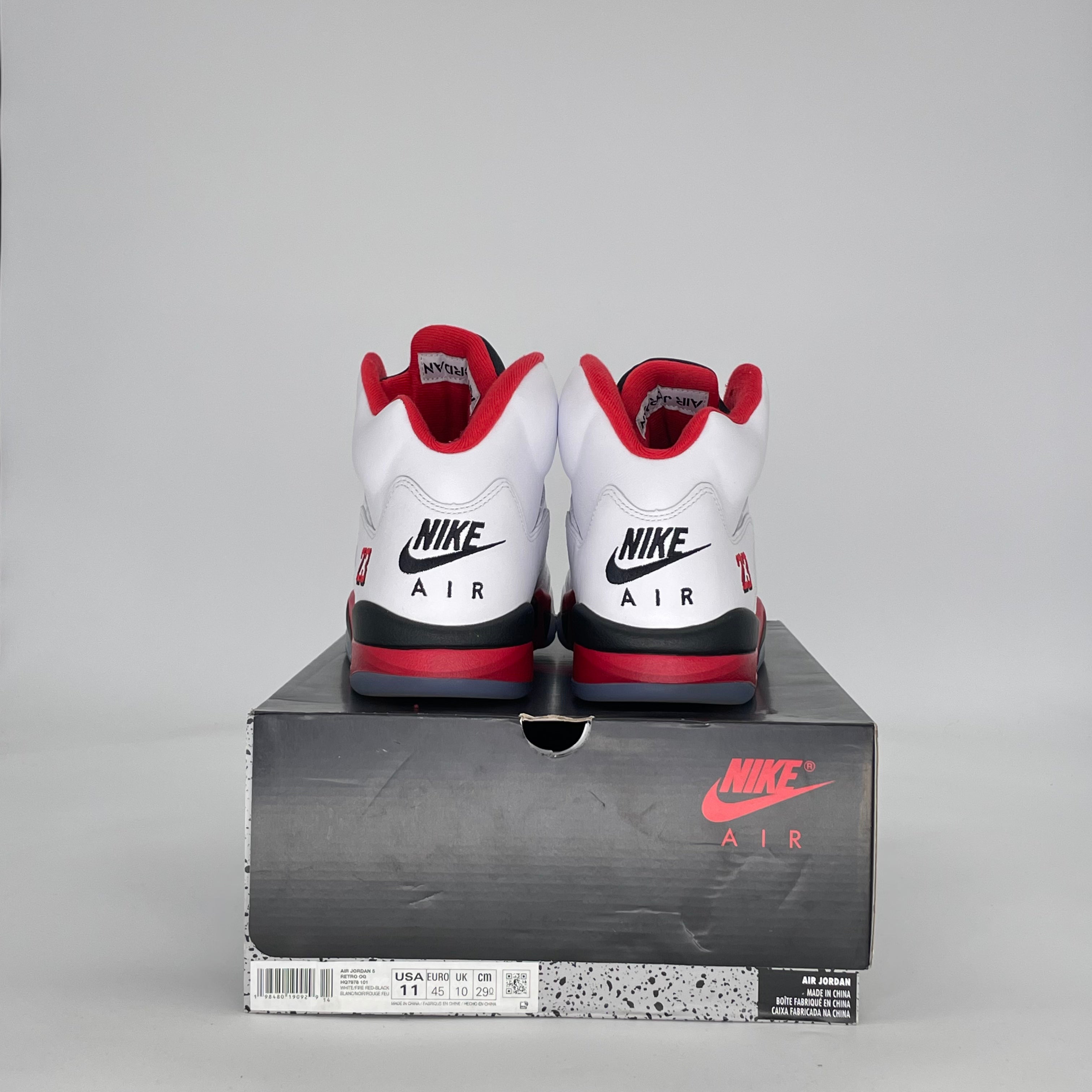 AIR JORDAN 5 FIRE RED BLACK TONGUE HQ7978-101 SIZE 11/12.5W