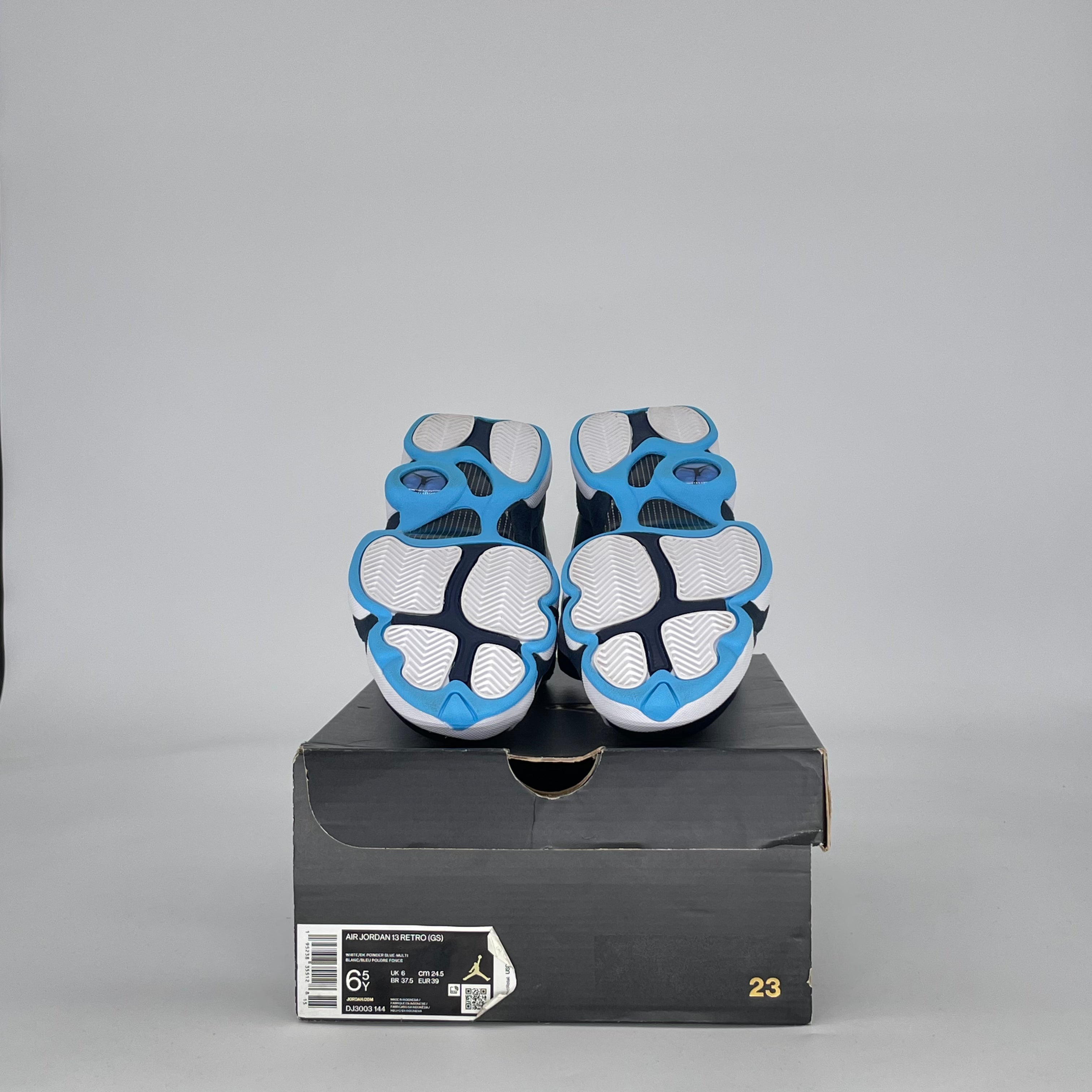 AIR JORDAN 13 WHITE OBSIDIAN POWDER BLUE DJ3003-144 SIZE 6.5/8W GS