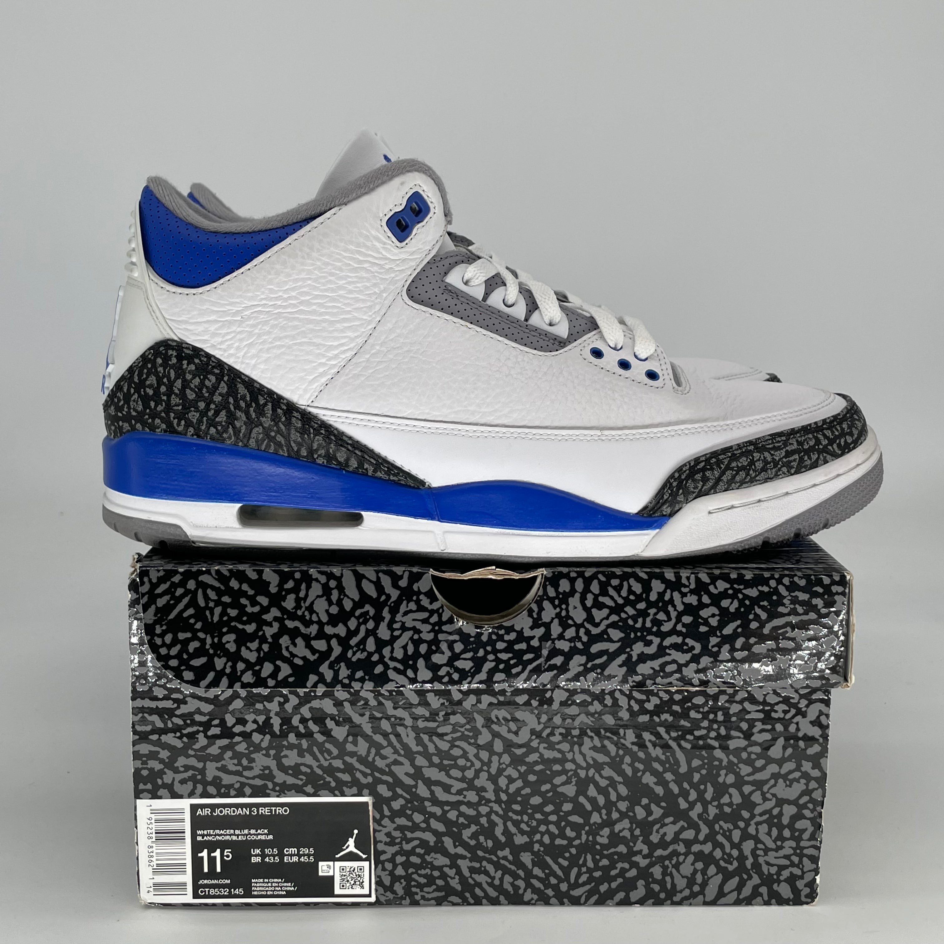 AIR JORDAN 3 RACER BLUE CT8532-145 SIZE 11.5/13W