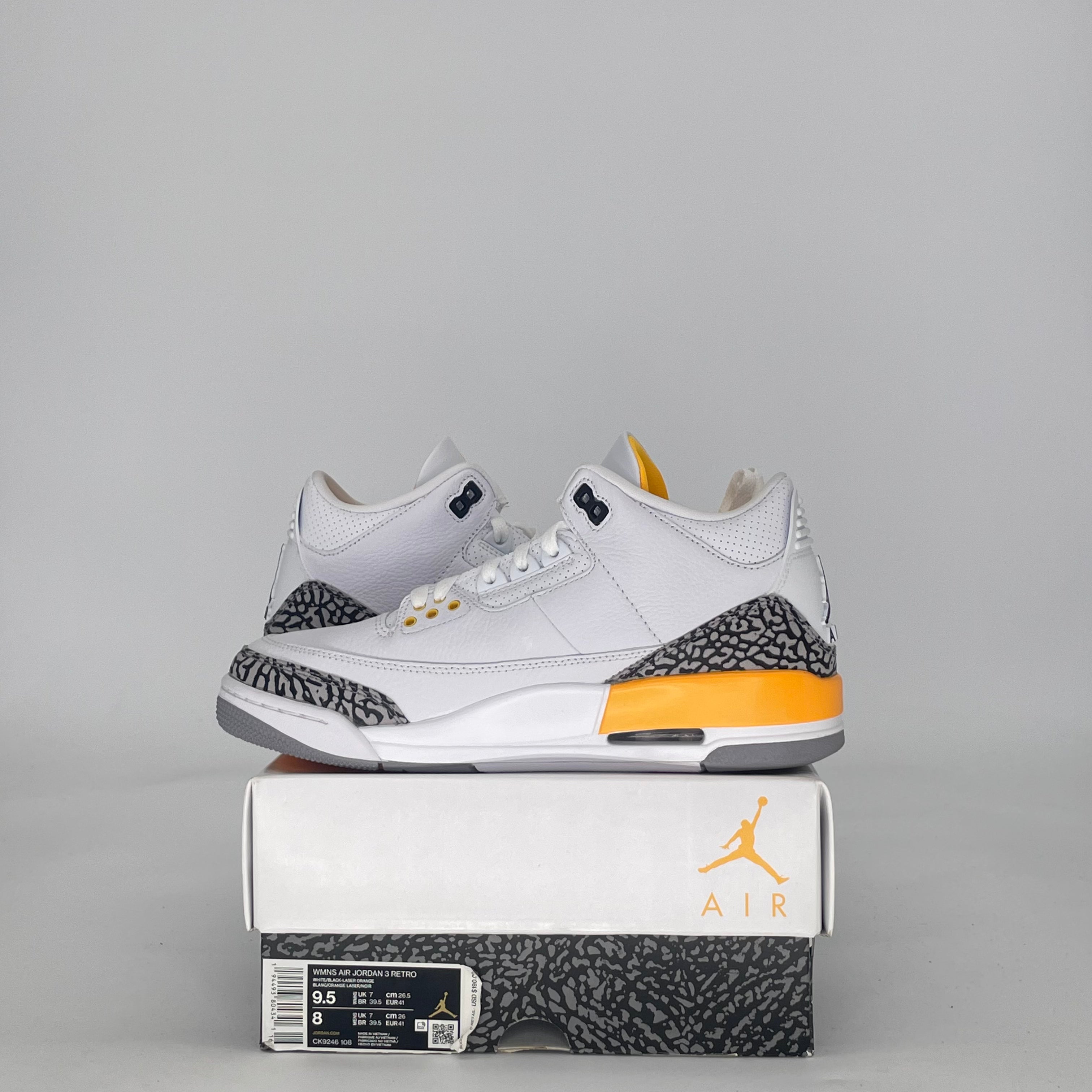 AIR JORDAN 3 LASER ORANGE CK9246-108 SIZE 8/9.5W
