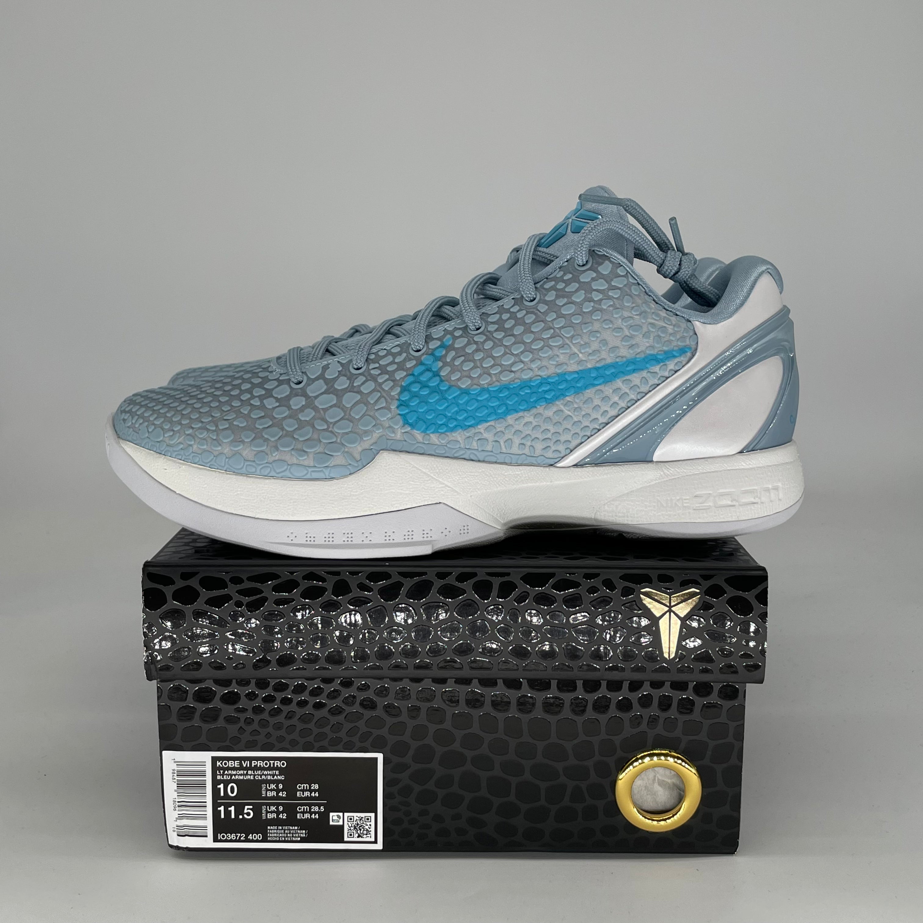 NIKE KOBE 6 PROTRO CAITLIN CLARK LIGHT ARMORY BLUE IO3672-400 SIZE 10/11.5W