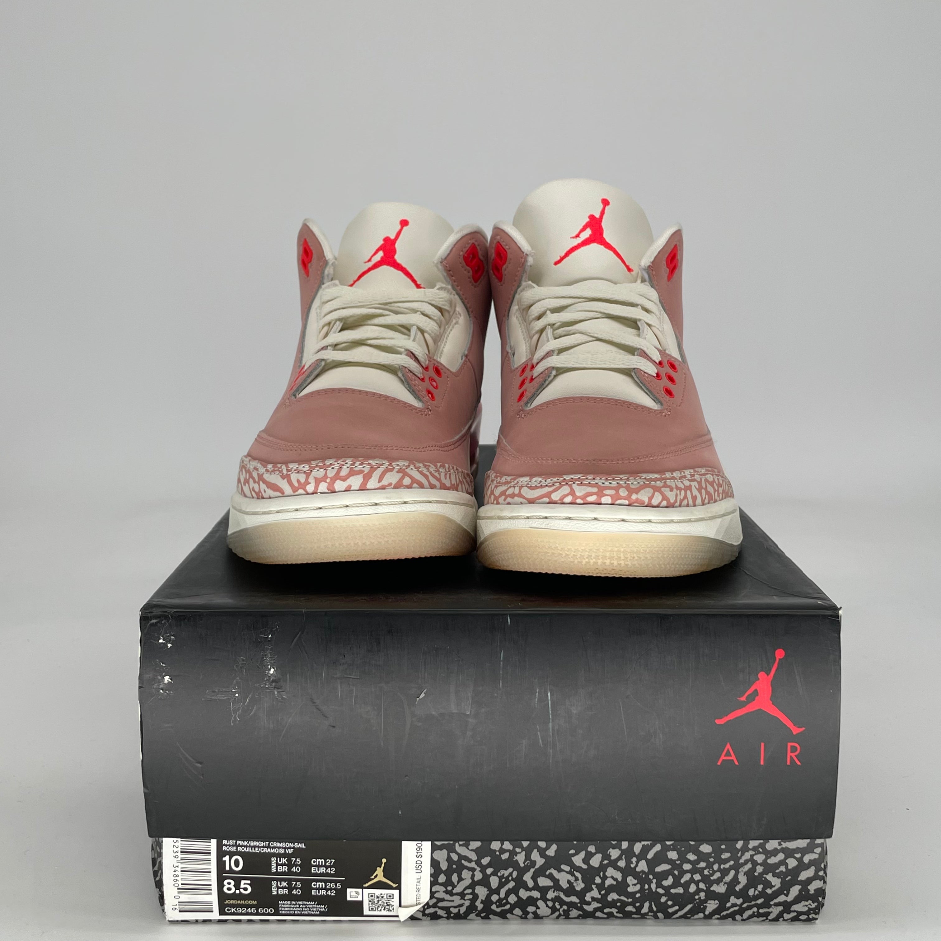 AIR JORDAN 3 RUST PINK W CK9246-600 SIZE 8.5/10W
