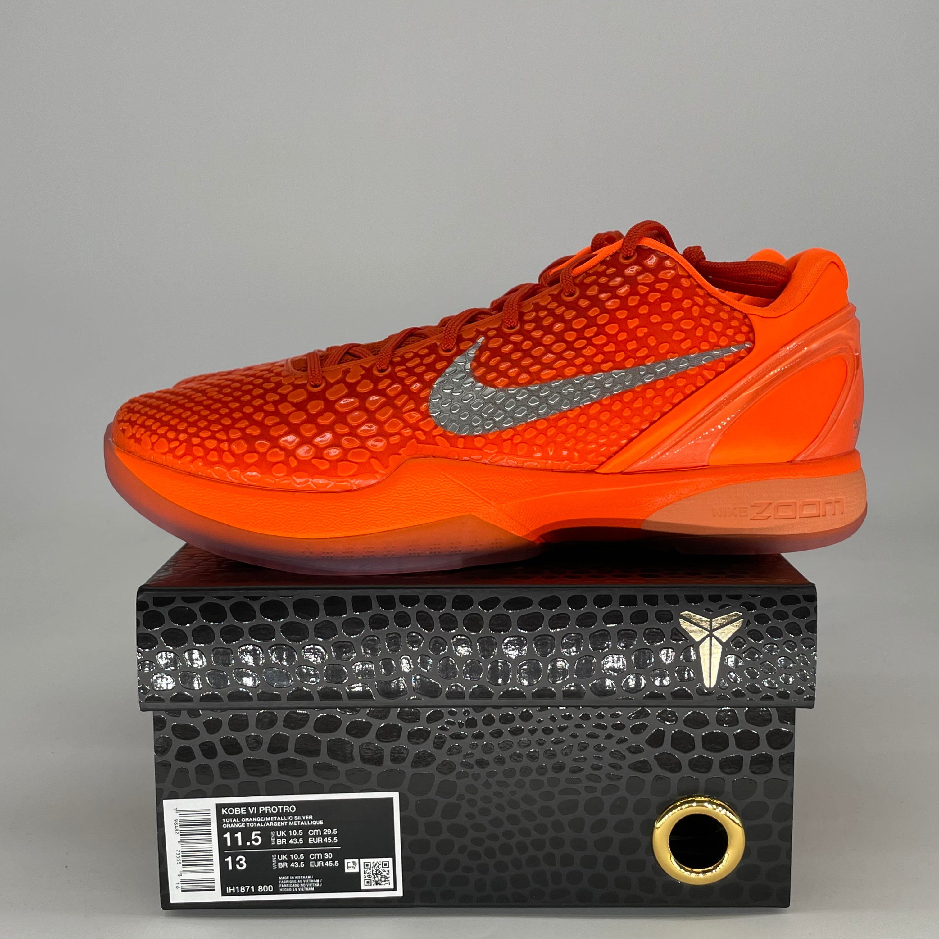 NIKE KOBE 6 PROTRO TOTAL ORANGE IH1871-800 SIZE 11.5/13W