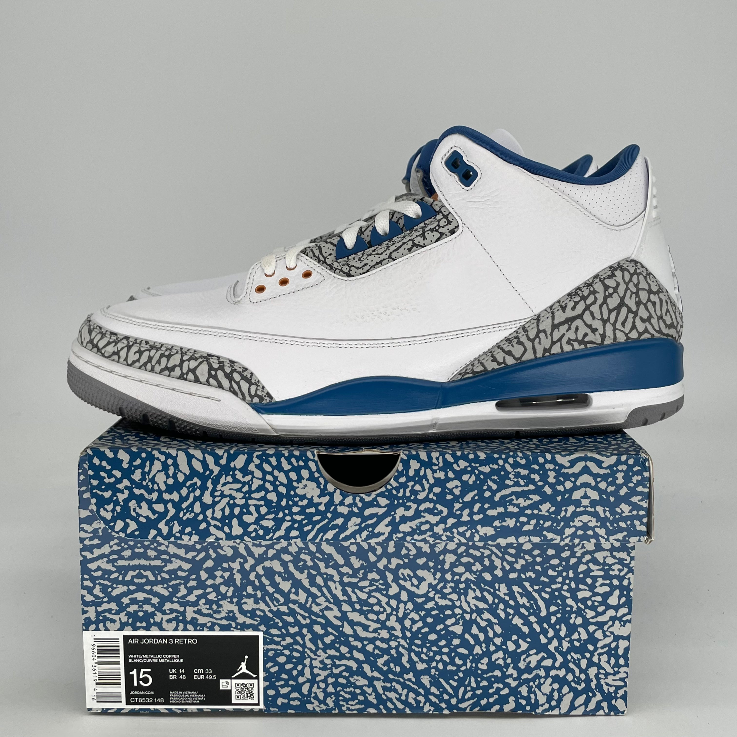 AIR JORDAN 3 WIZARDS CT8532-148 SIZE 15/16.5WW