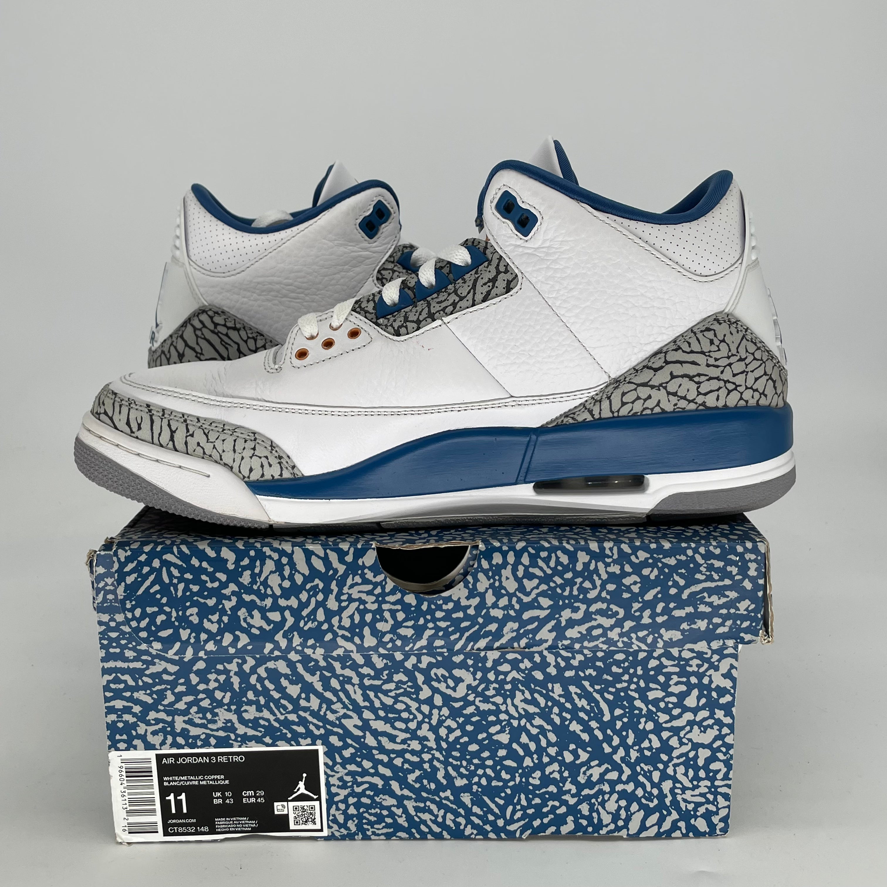 AIR JORDAN 3 WIZARDS CT8532-148 SIZE 11/12.5W