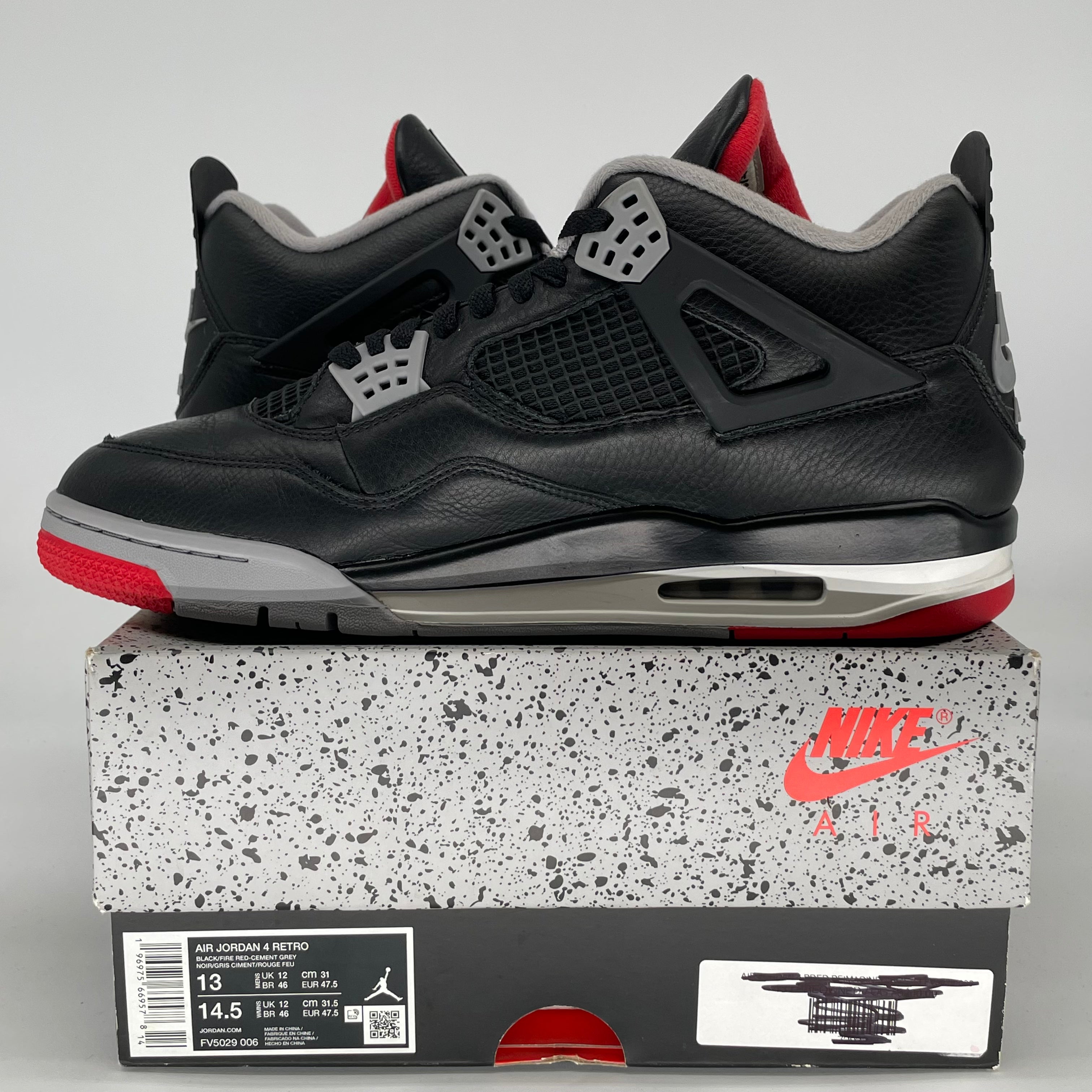 AIR JORDAN 4 BRED REIMAGINED FV5029-006 SIZE 13/14.5W