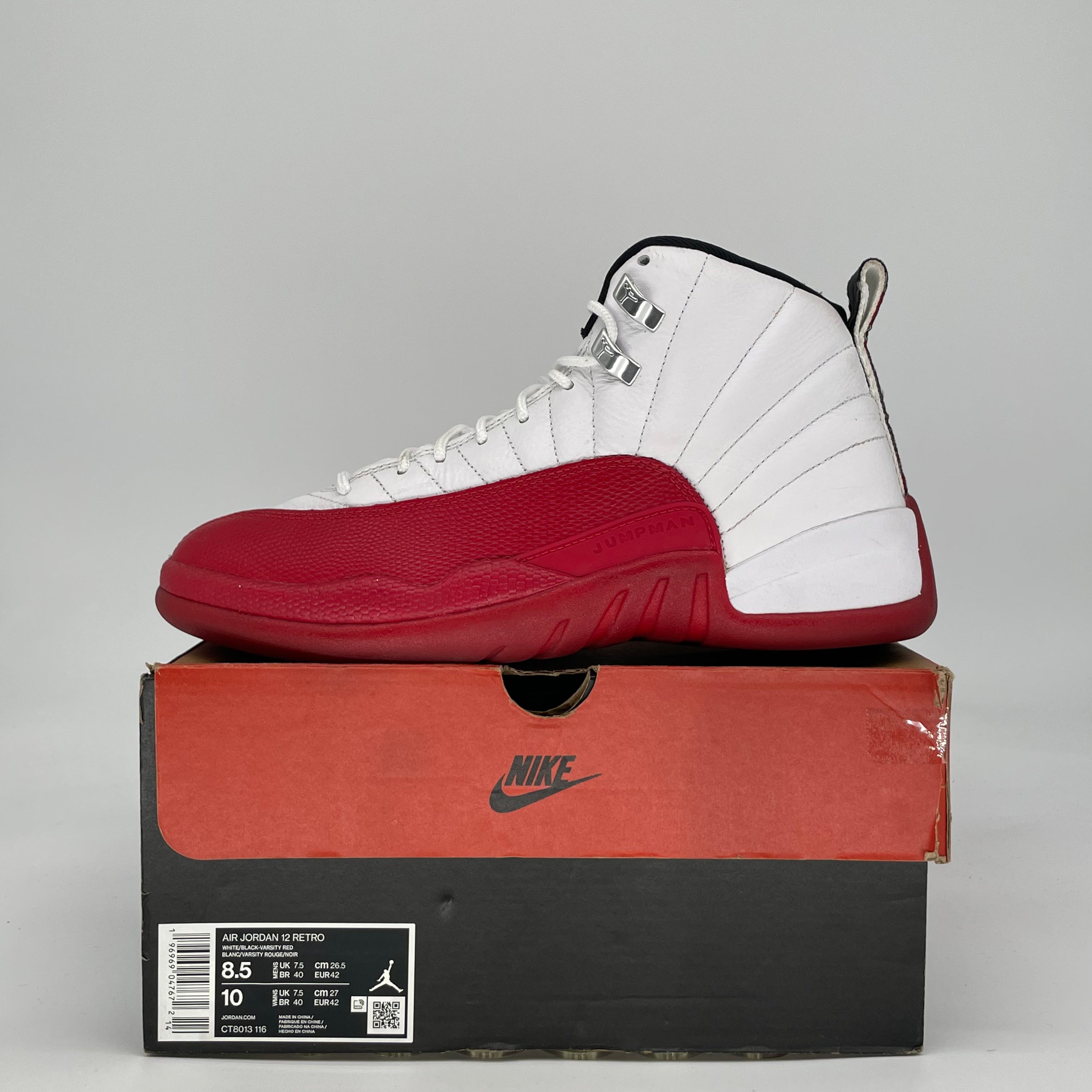 AIR JORDAN 12 CHERRY CT8013-116 SIZE 8.5/10W