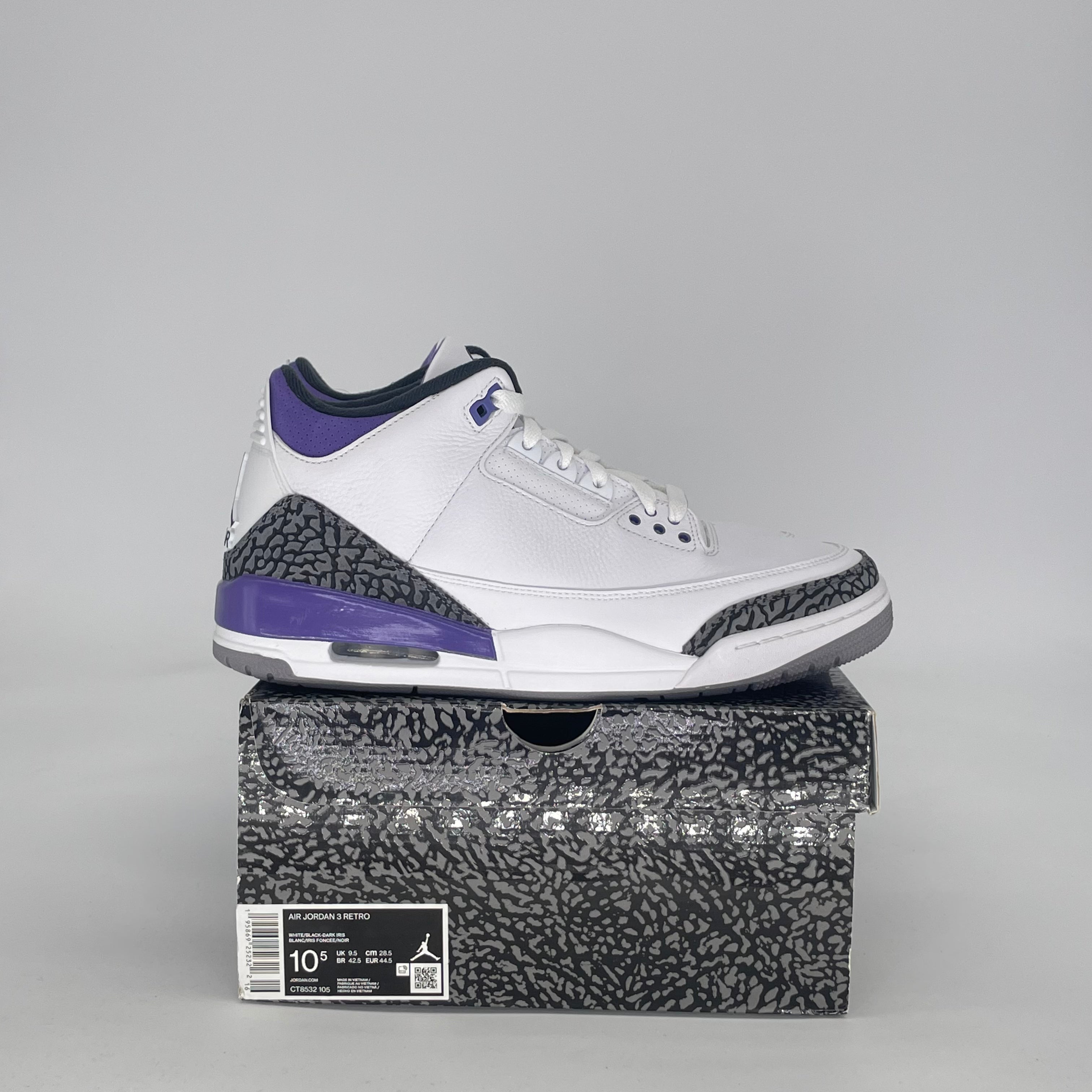 AIR JORDAN 3 DARK IRIS CT8532-105 SIZE 10.5/12W