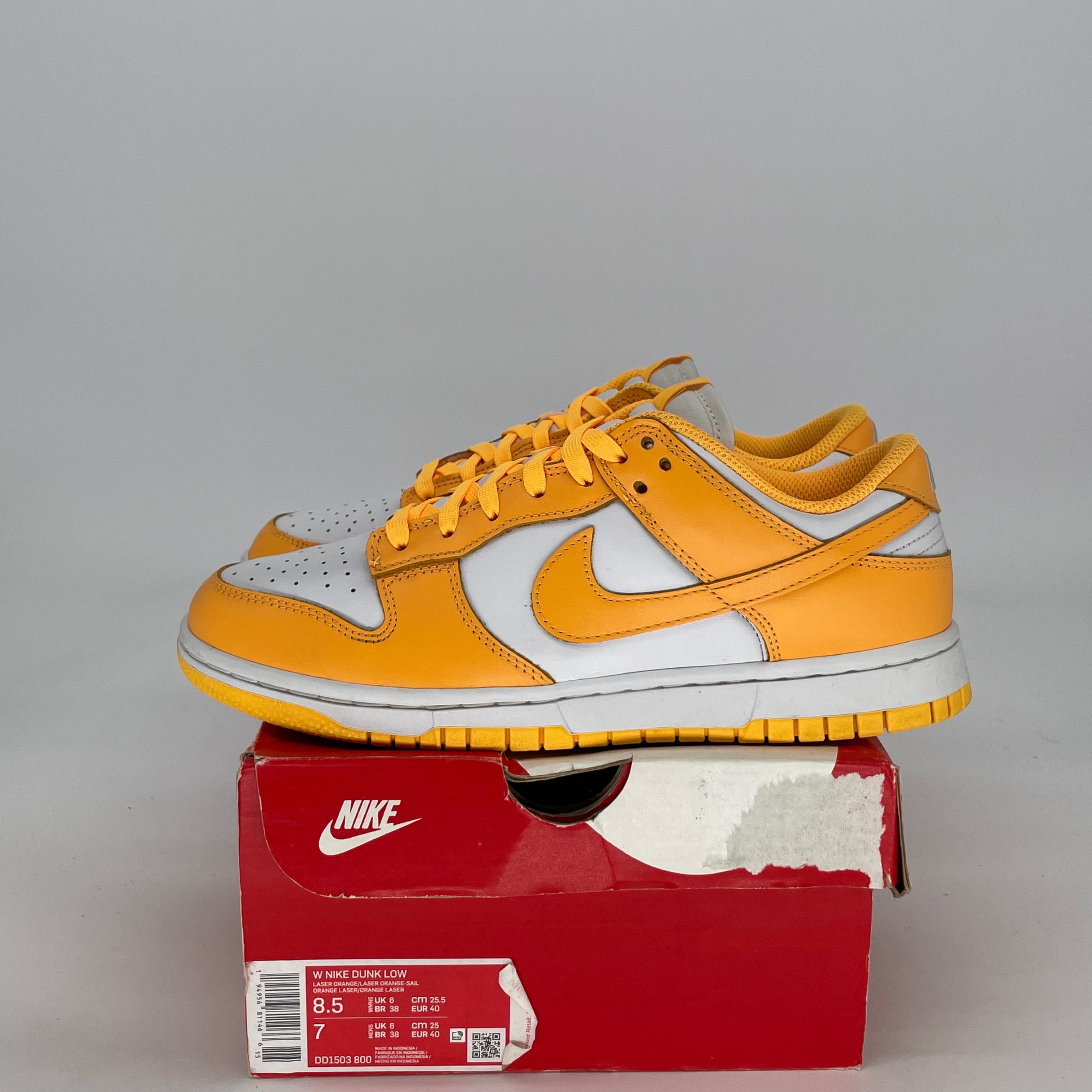 NIKE DUNK LOW LASER ORANGE W DD1503-800 SIZE 7/8.5W