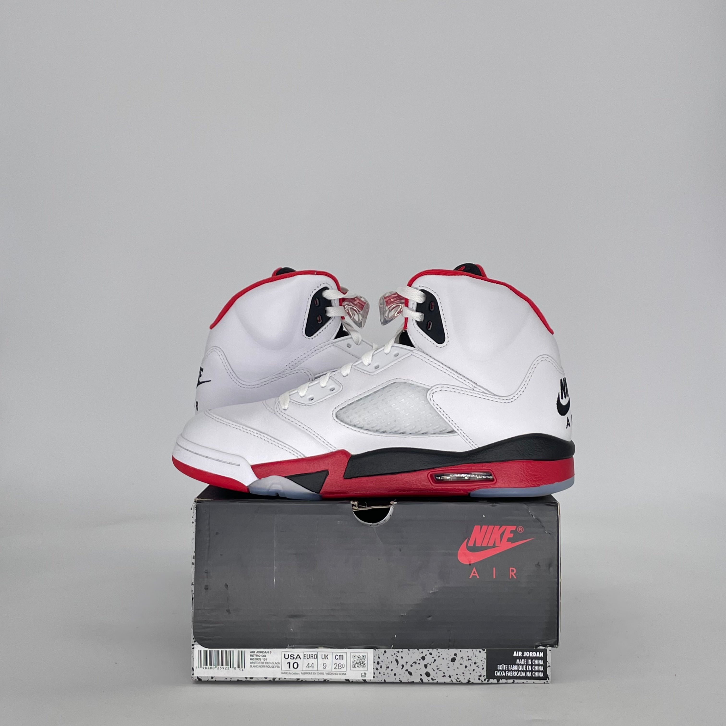 AIR JORDAN 5 FIRE RED BLACK TONGUE HQ7978-101 SIZE 10/11.5W