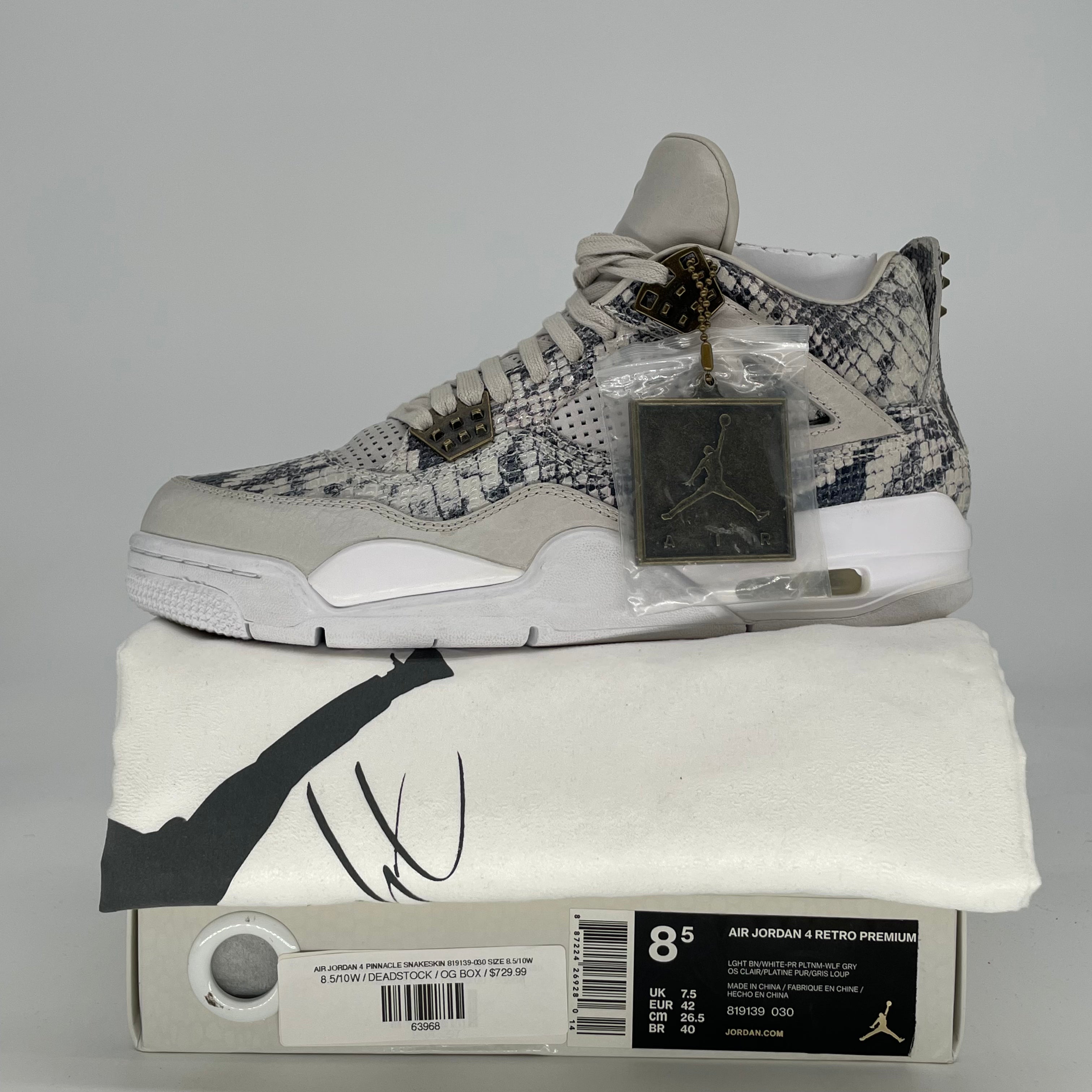 AIR JORDAN 4 PINNACLE SNAKESKIN 819139-030 SIZE 8.5/10W