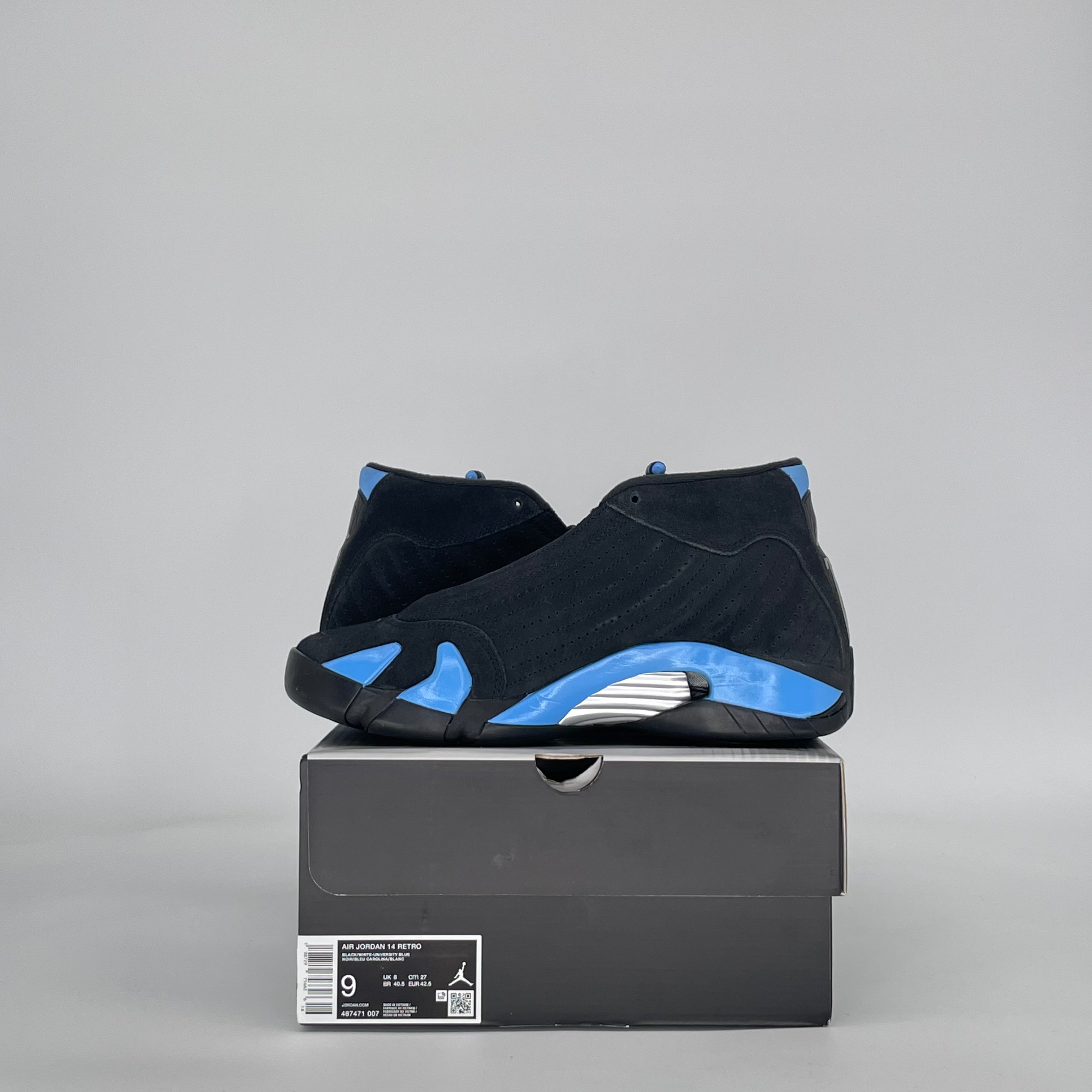 AIR JORDAN 14 BLACK UNIVERSITY BLUE 487471-007 SIZE 9/10.5W