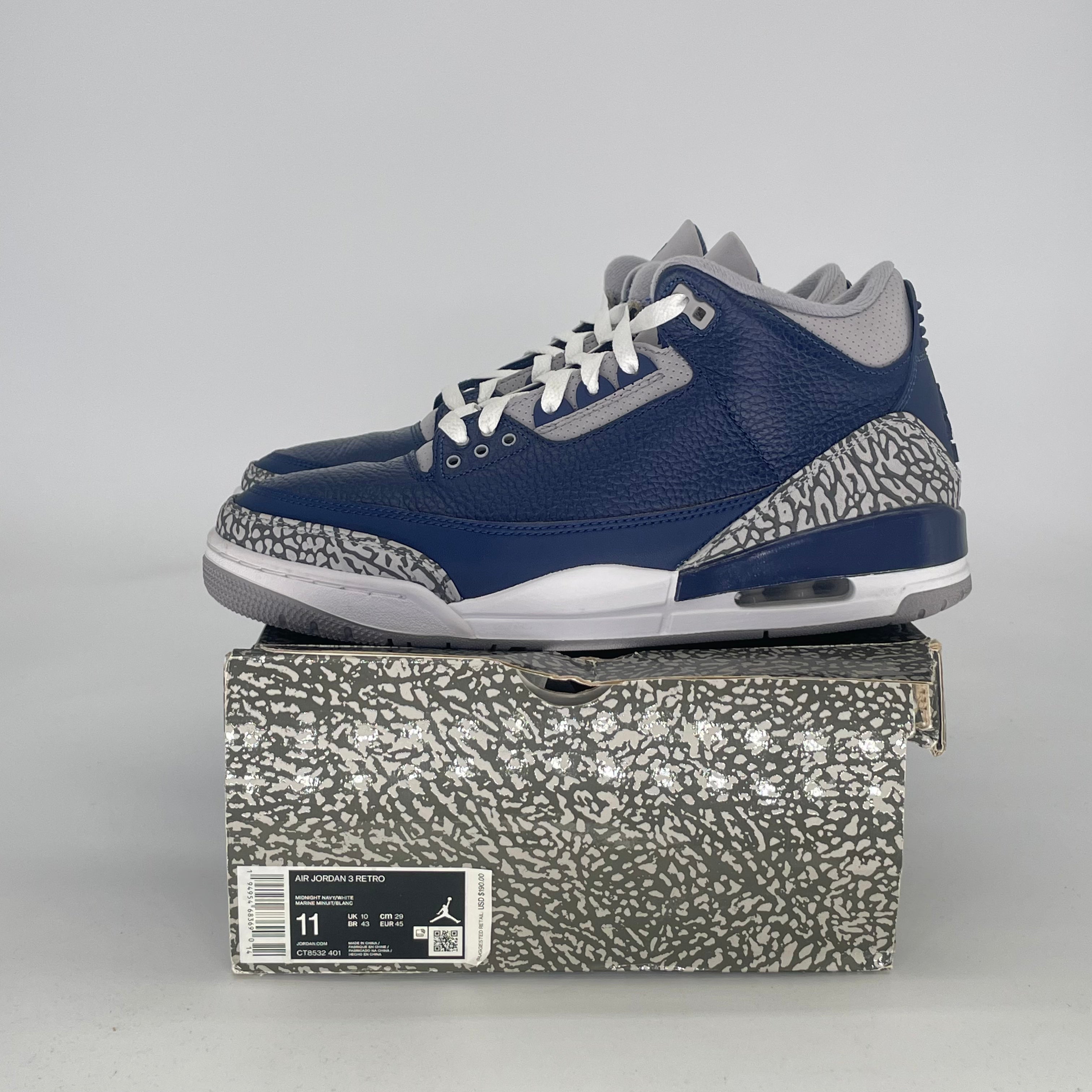 AIR JORDAN 3 GEORGETOWN (2021) CT8532-401 SIZE 11/12.5W