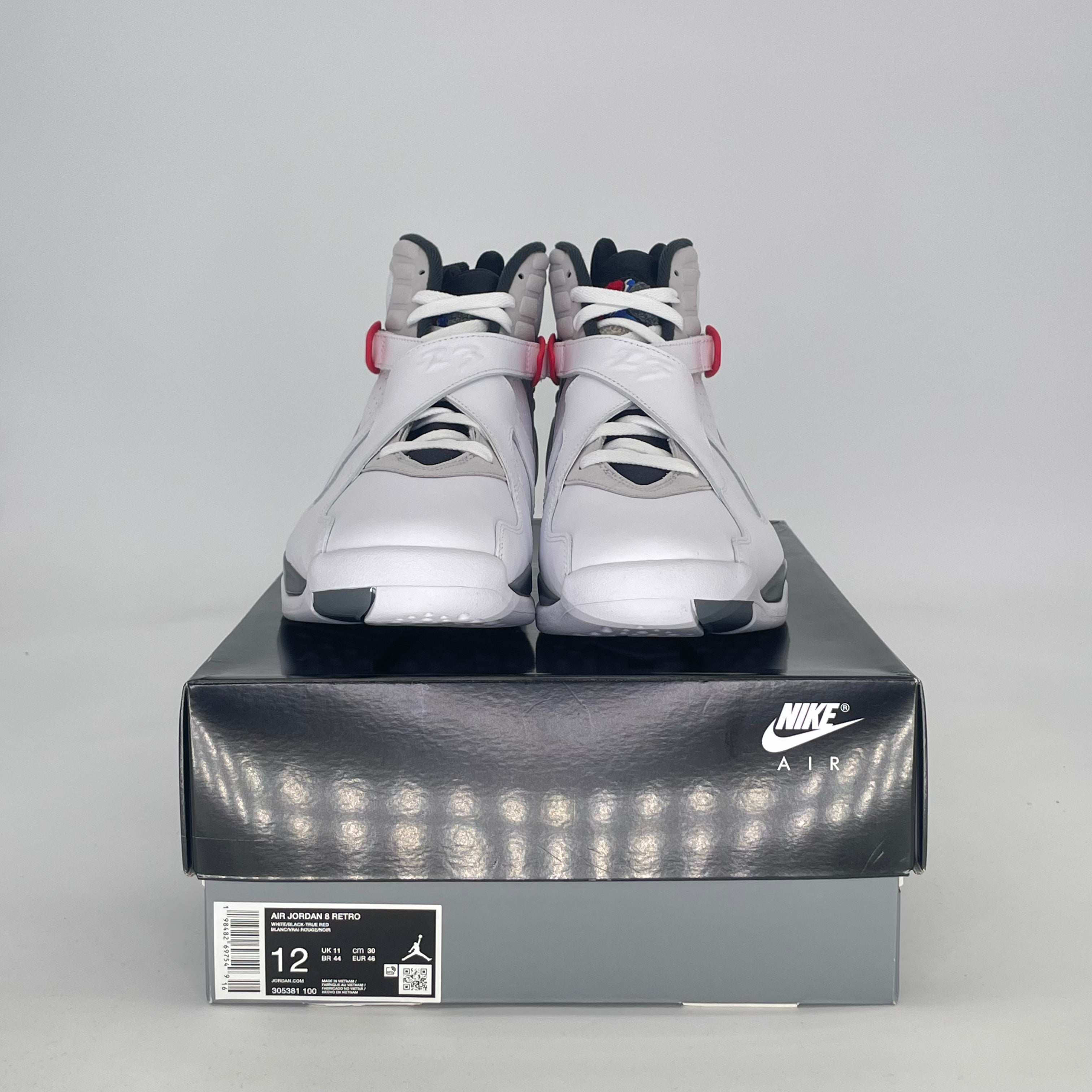 AIR JORDAN 8 WHITE TRUE RED 305381-100 SIZE 12/13.5W