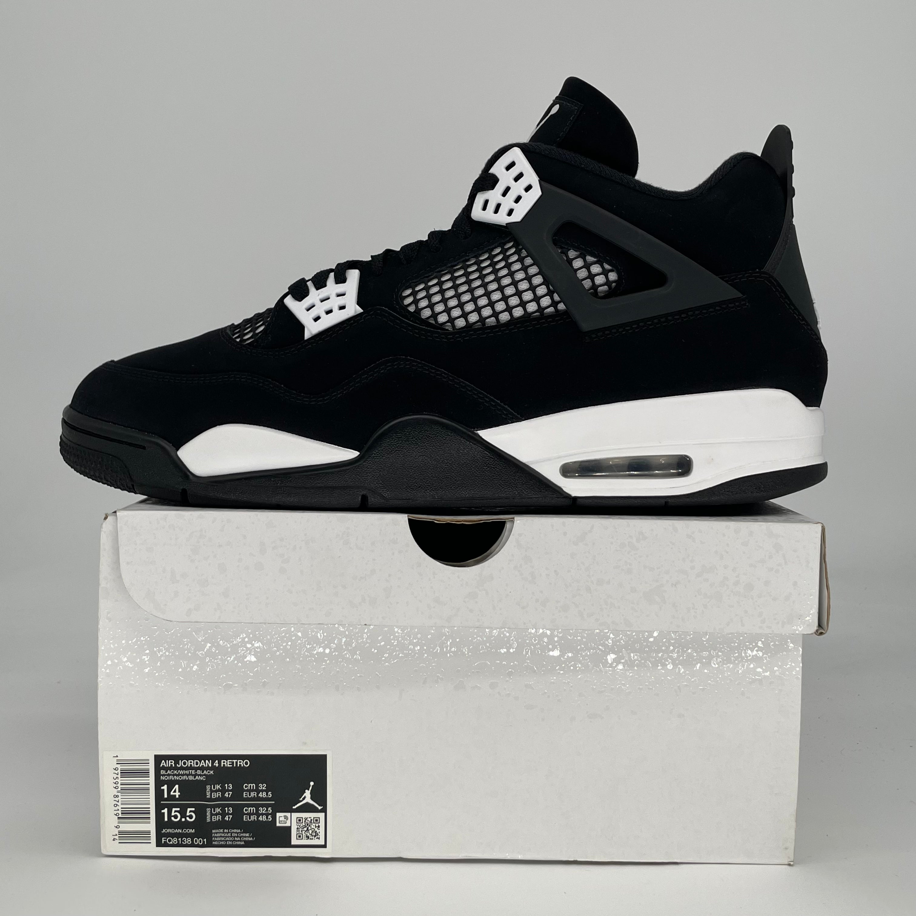 AIR JORDAN 4 WHITE THUNDER FQ8138-001 SIZE 14/15.5W