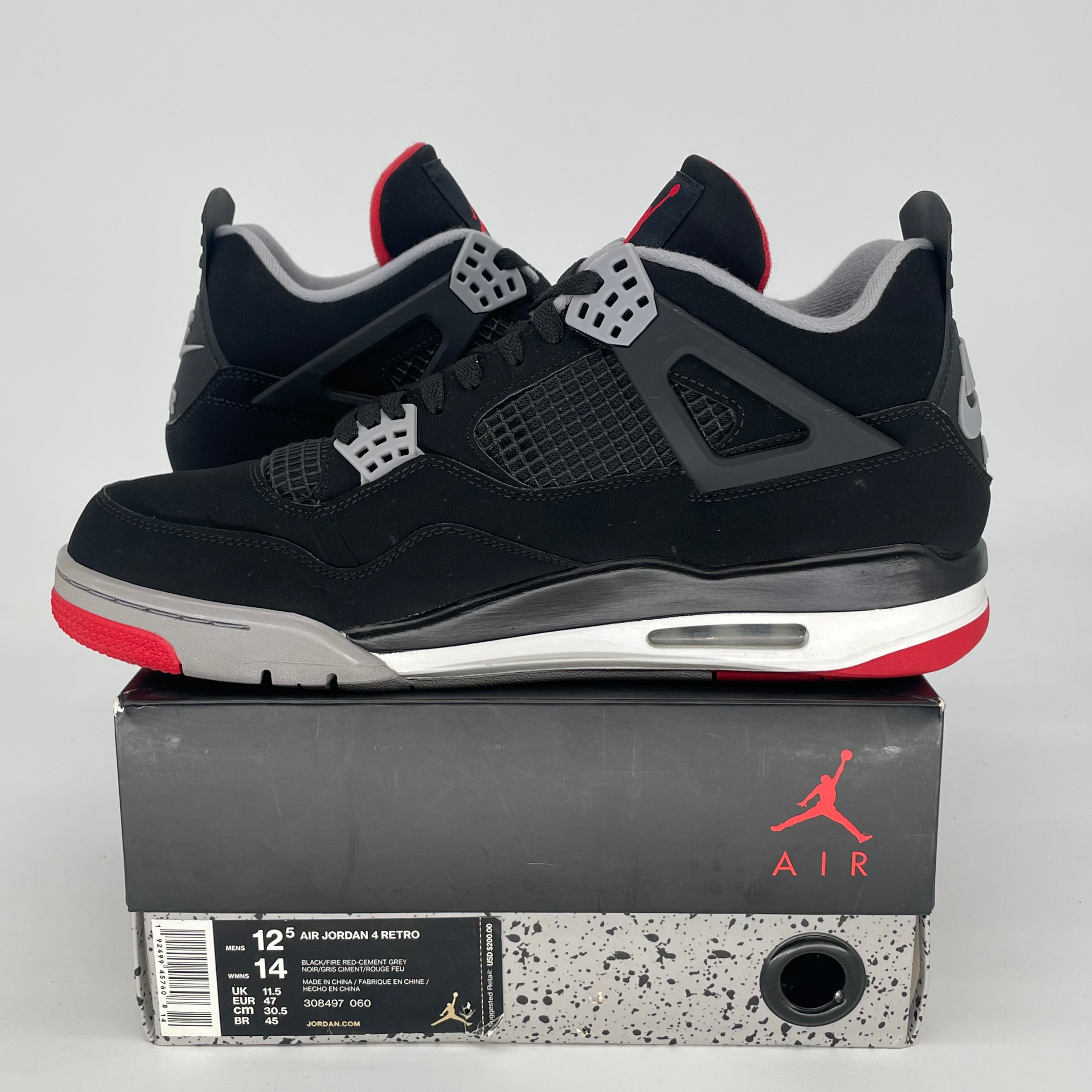 AIR JORDAN 4 BRED 2019 308497-060 SIZE 12.5/14W