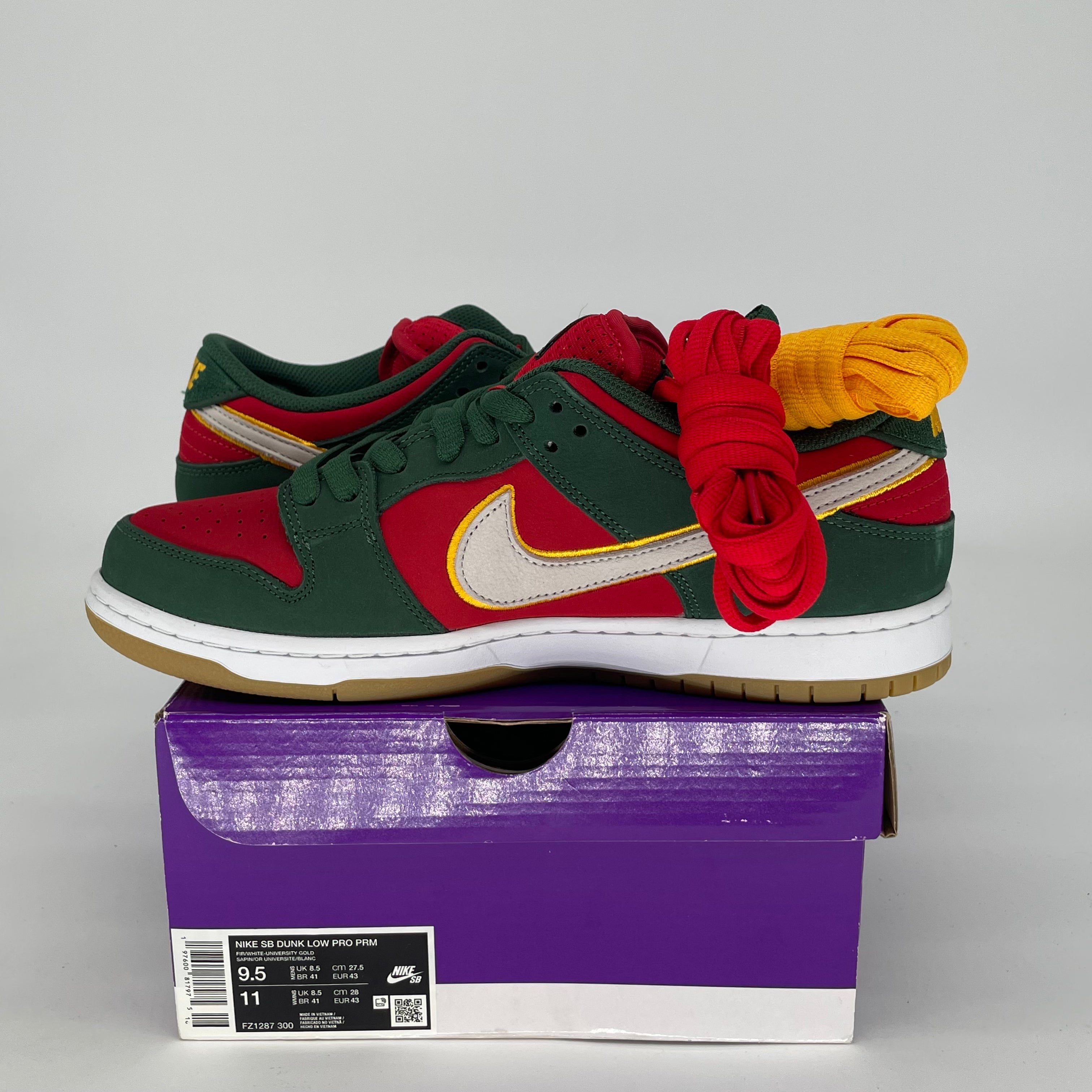 NIKE SB DUNK LOW SEATTLE SUPERSONICS FZ1287-300 SIZE 9.5/11W