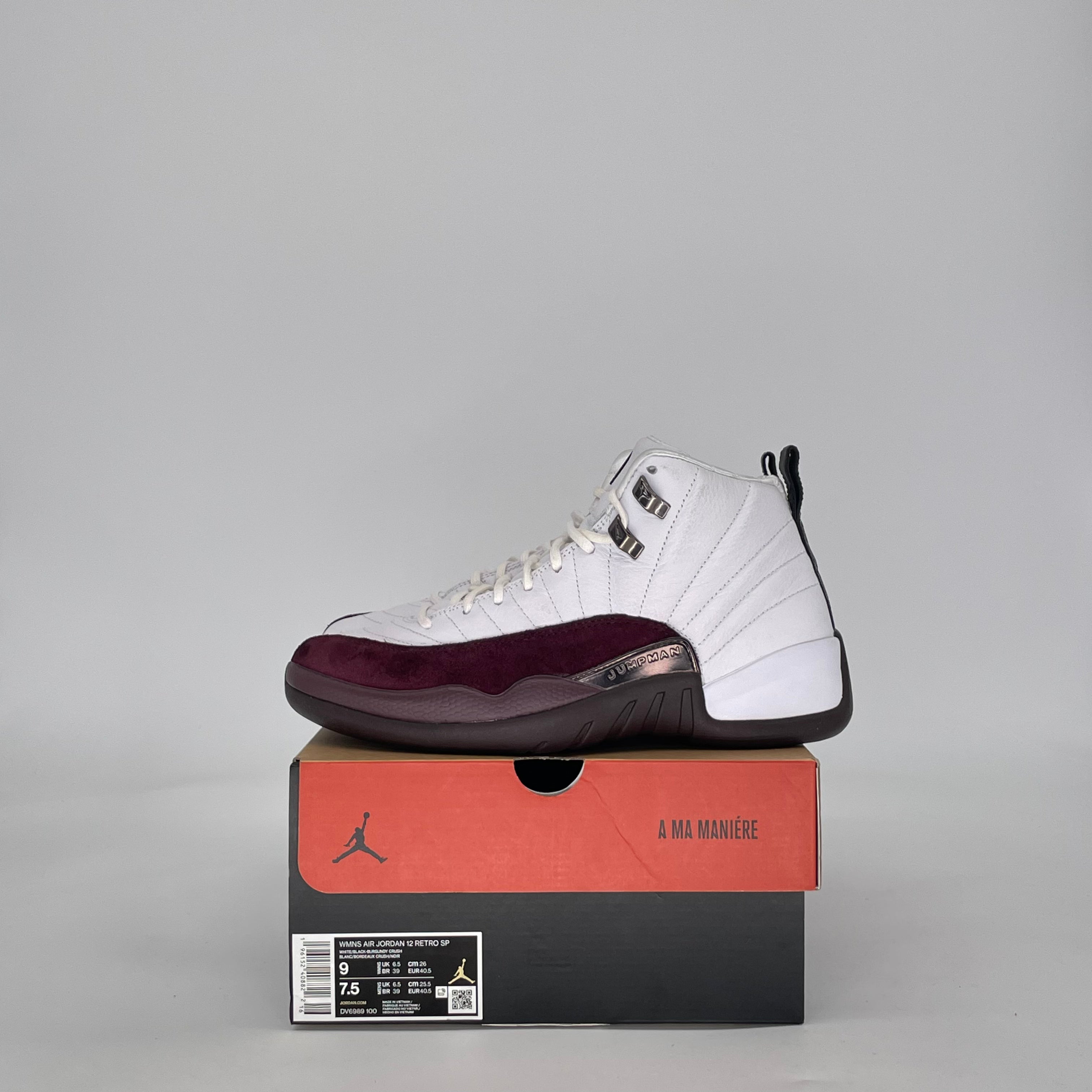 AIR JORDAN 12 A MA MANIERE WHITE DV6989-100 SIZE 7.5/9W MENS
