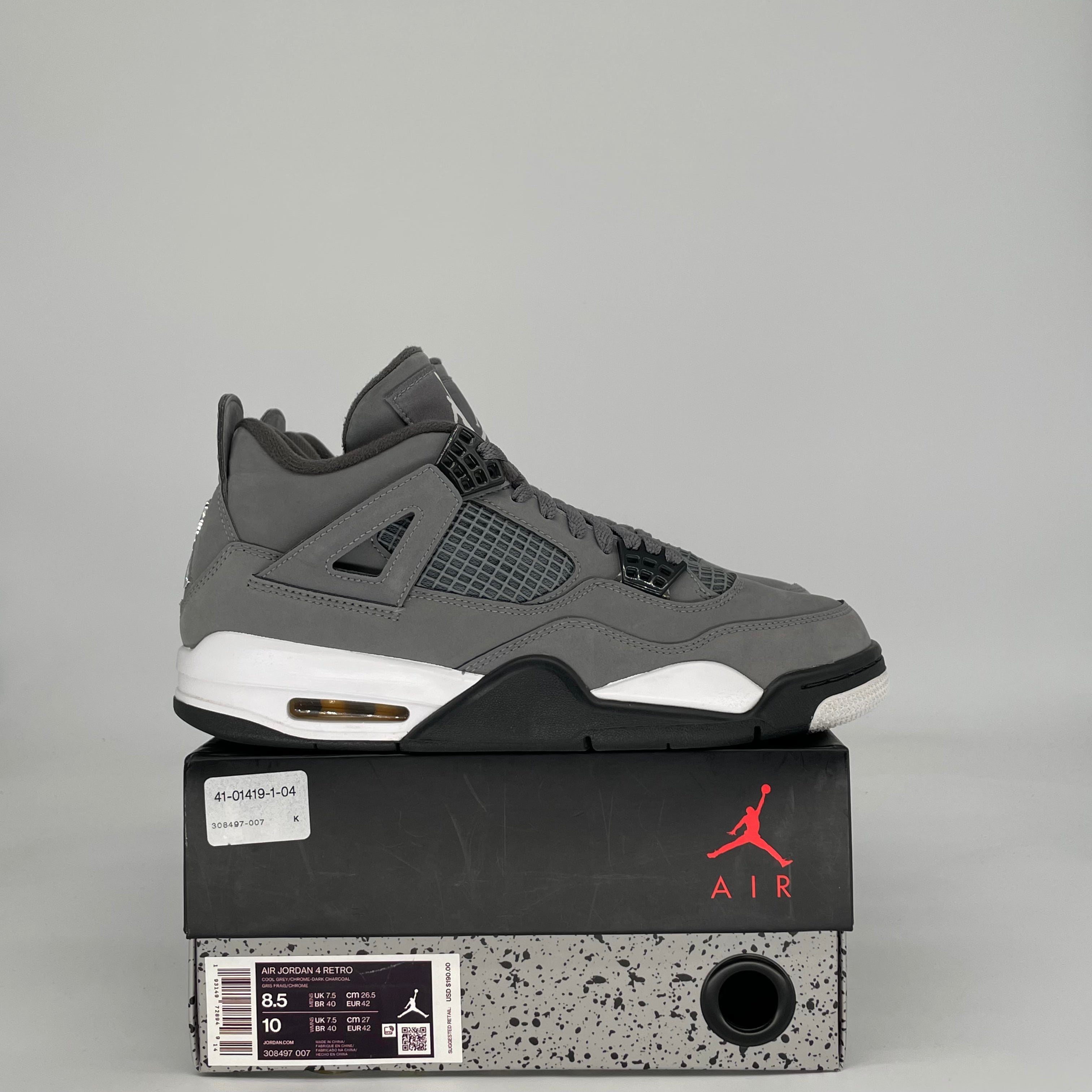 AIR JORDAN 4 COOL GREY 308497-007 SIZE 8.5/10W