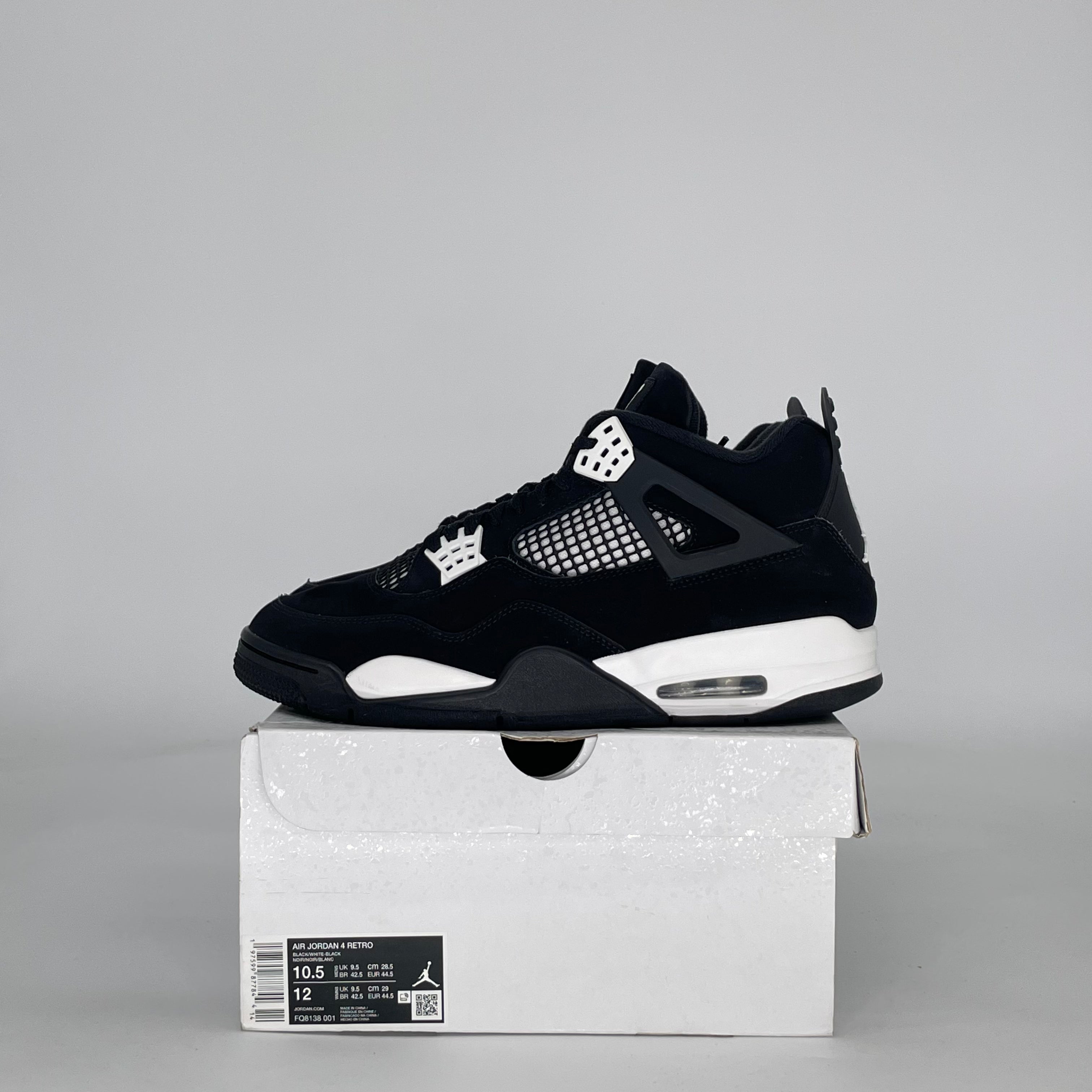 AIR JORDAN 4 WHITE THUNDER FQ8138-001 SIZE 10.5/12W