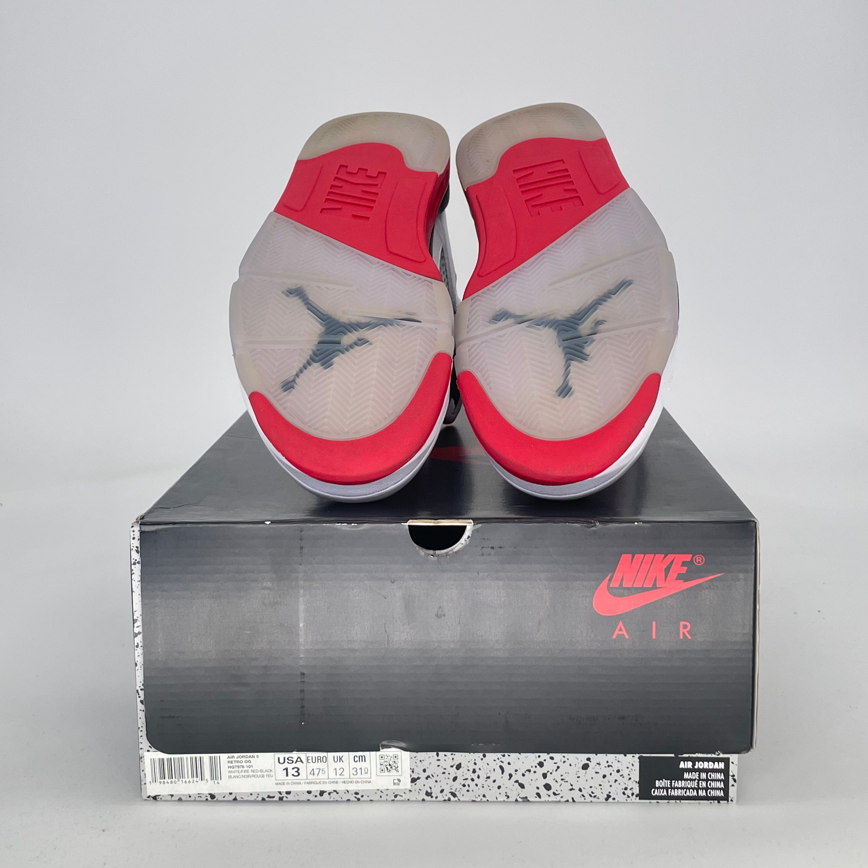 AIR JORDAN 5 FIRE RED BLACK TONGUE HQ7978-101 SIZE 13/14.5W