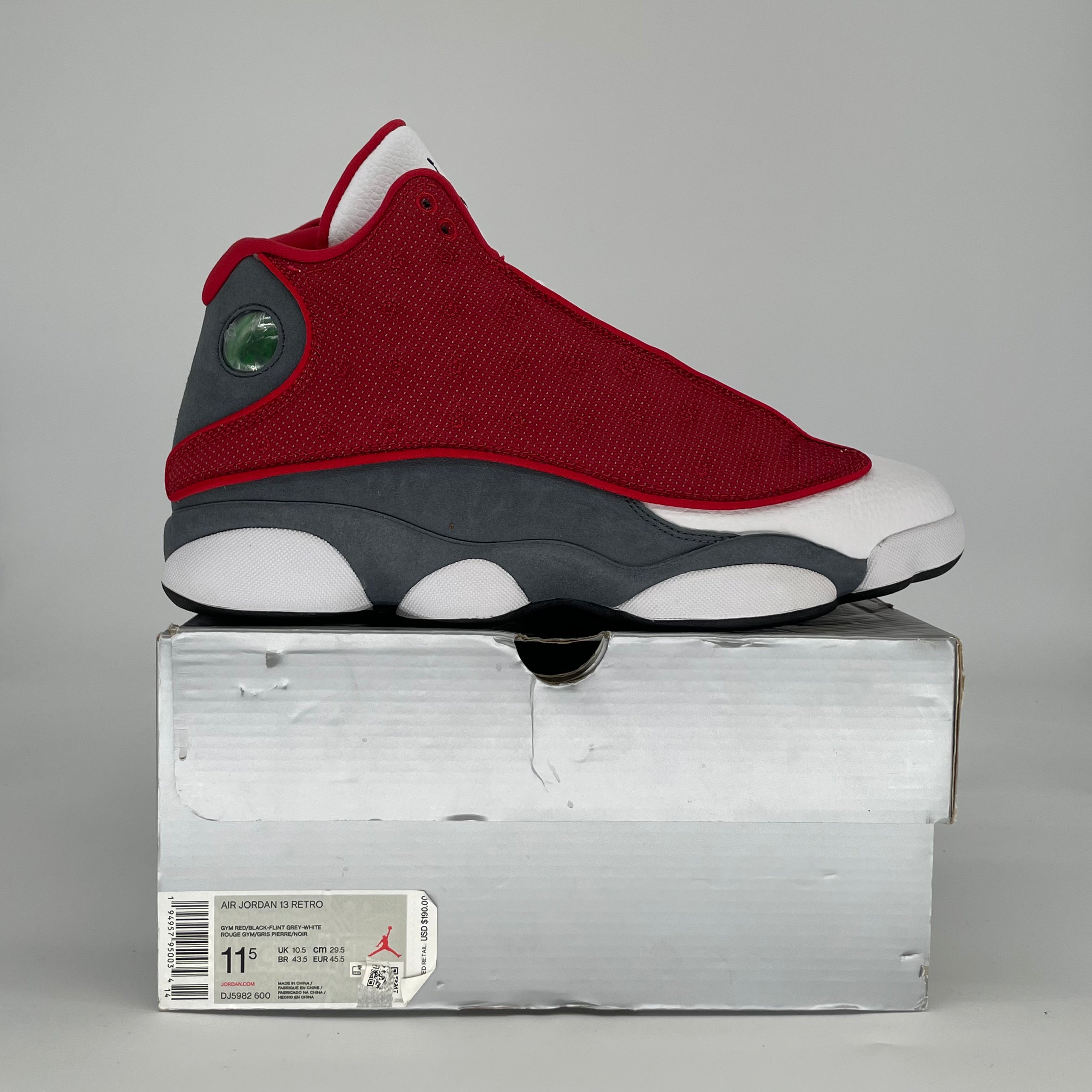 AIR JORDAN 13 GYM RED FLINT GREY DJ5982-600 SIZE 11.5/13W
