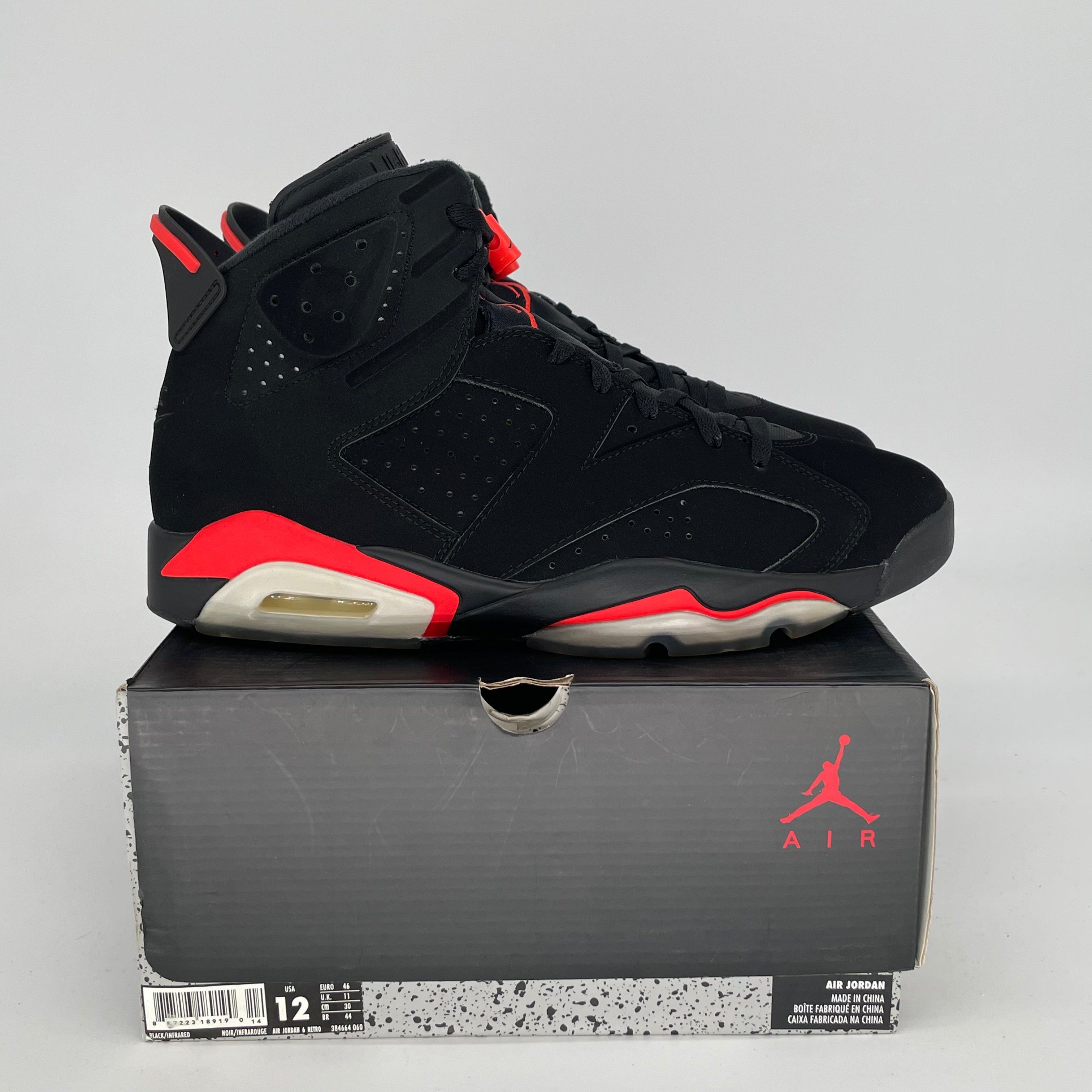 AIR JORDAN 6 BLACK INFRARED SIZE 12 384664-060