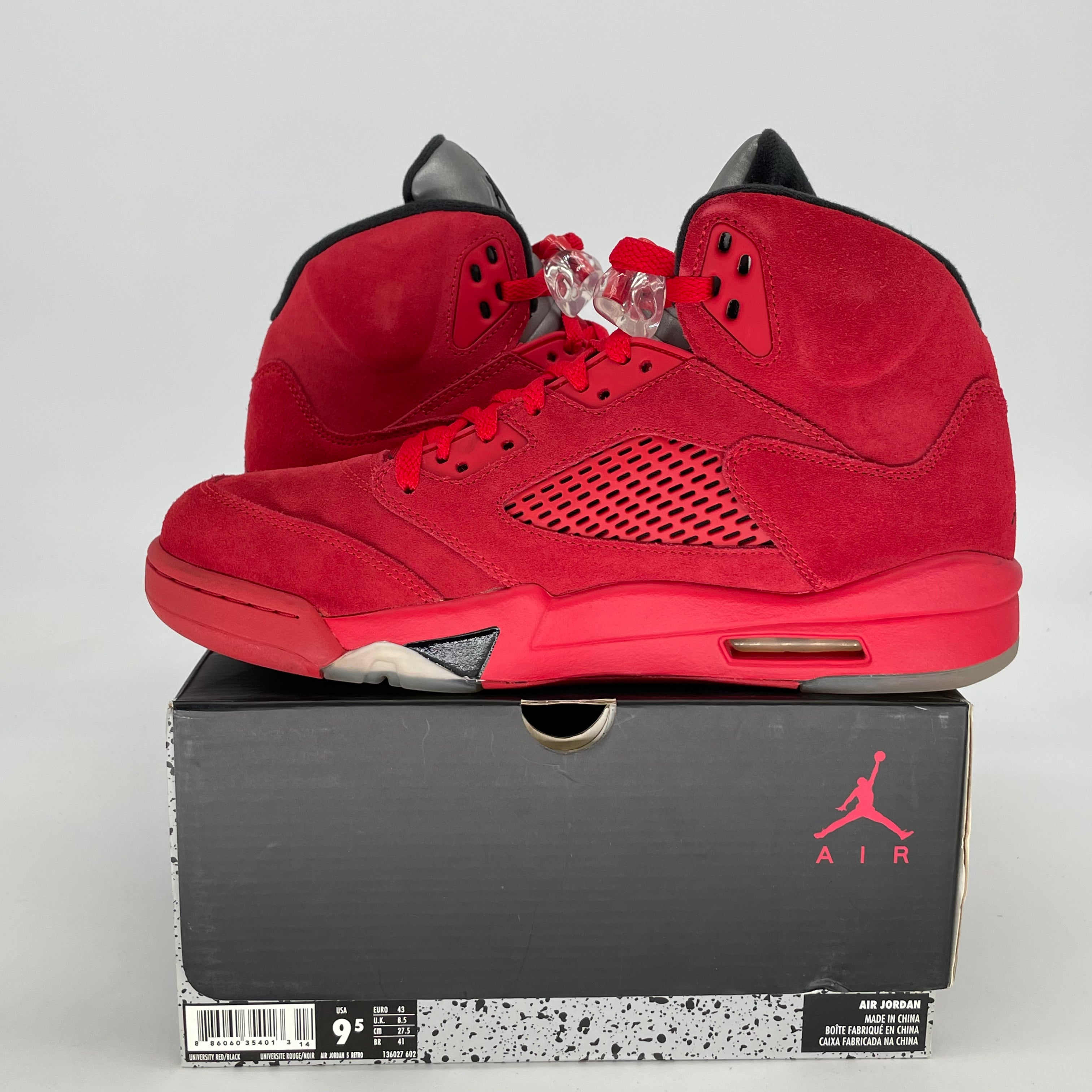 AIR JORDAN 5 RED SUEDE 136027-602 SIZE 9.5/11W