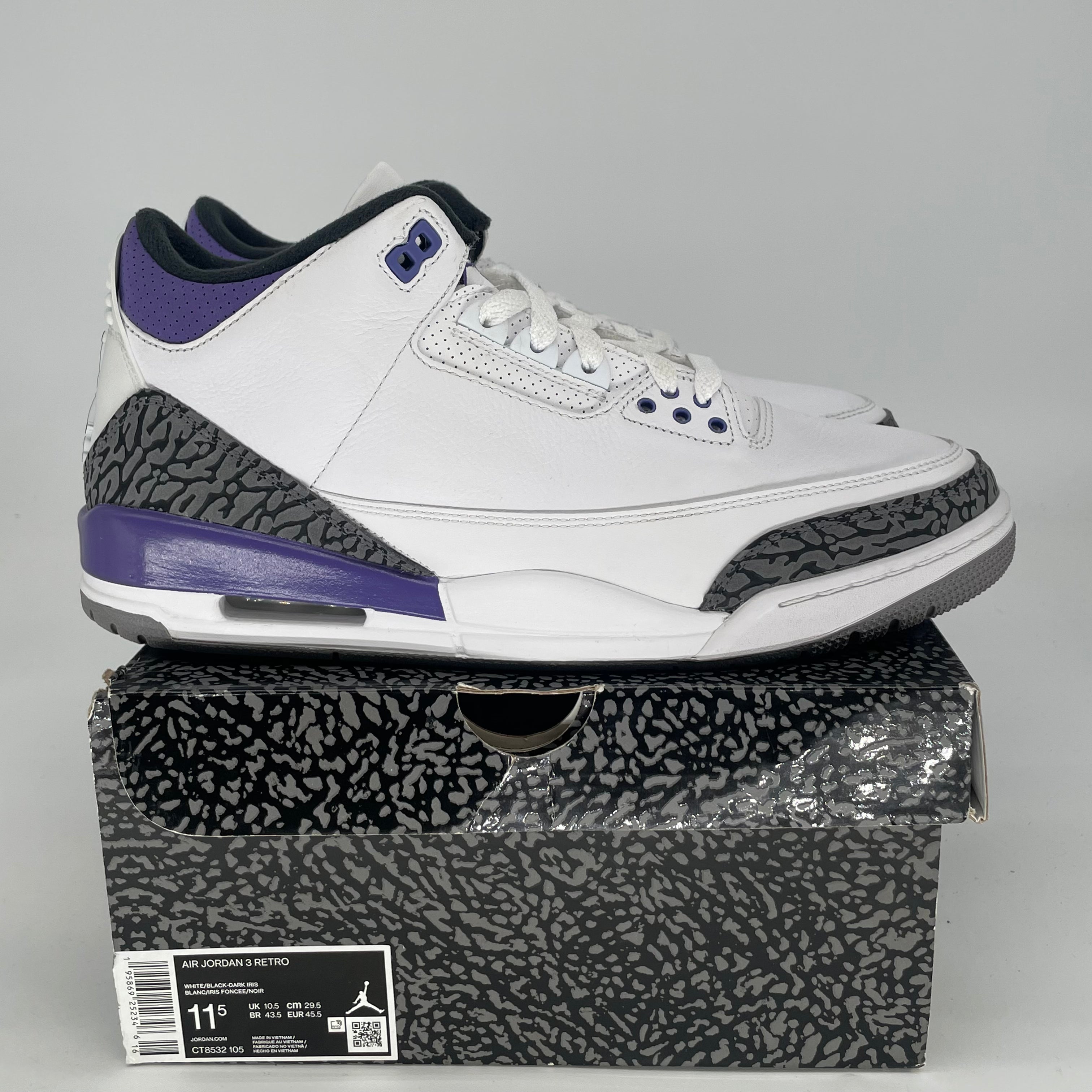 AIR JORDAN 3 DARK IRIS SIZE 11.5/13W CT8532-105