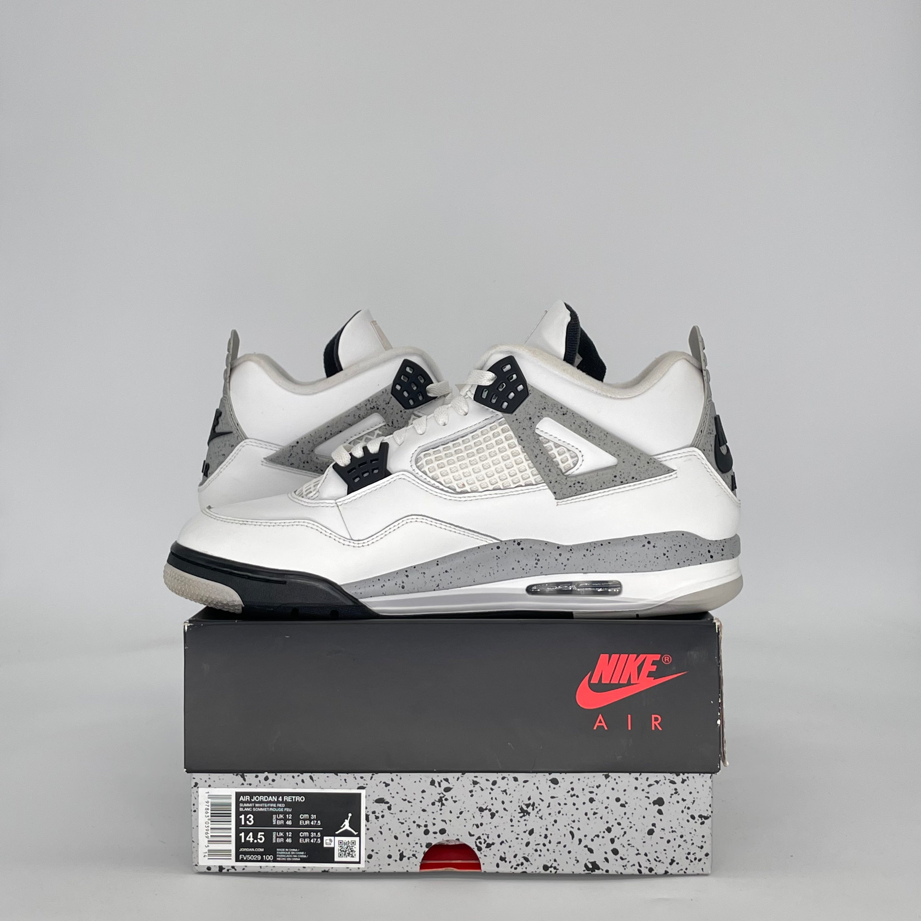 AIR JORDAN 4 WHITE CEMENT FV5029-100 SIZE 13/14.5W