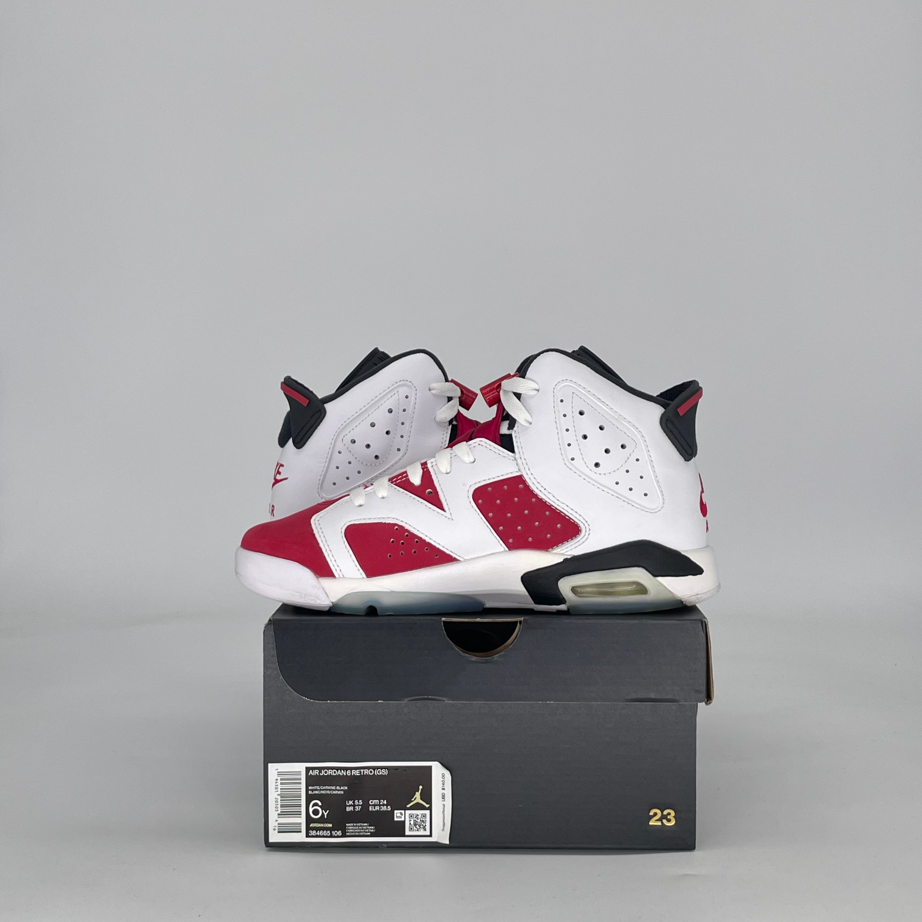AIR JORDAN 6 CARMINE (2021) 384665-106 SIZE 6/7.5W GS
