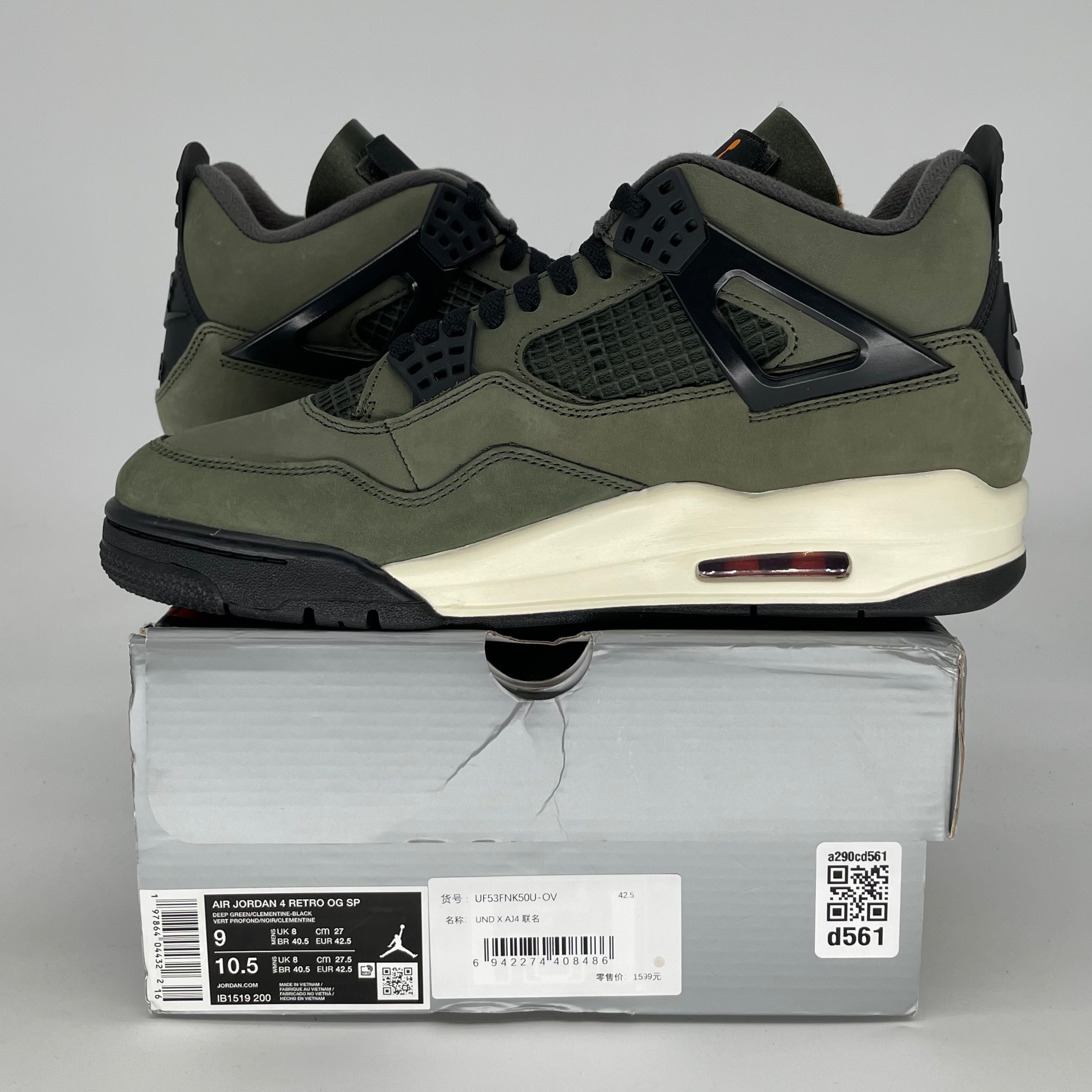 AIR JORDAN 4 UNDEFEATED 2025 IB1519-200 SIZE 9/10.5W