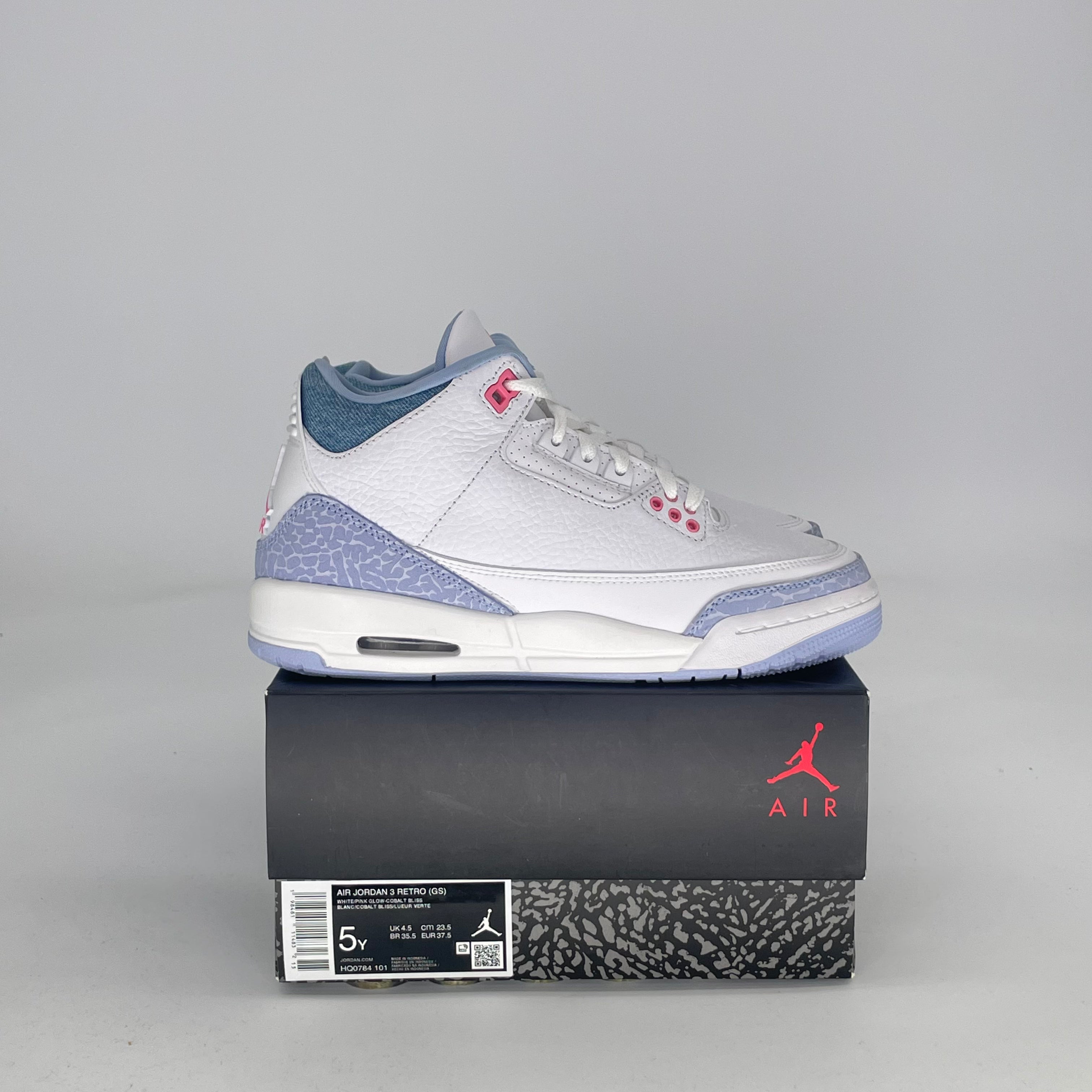 AIR JORDAN 3 WHITE COBALT BLISS HQ0784-101 SIZE 5/6.5W GS