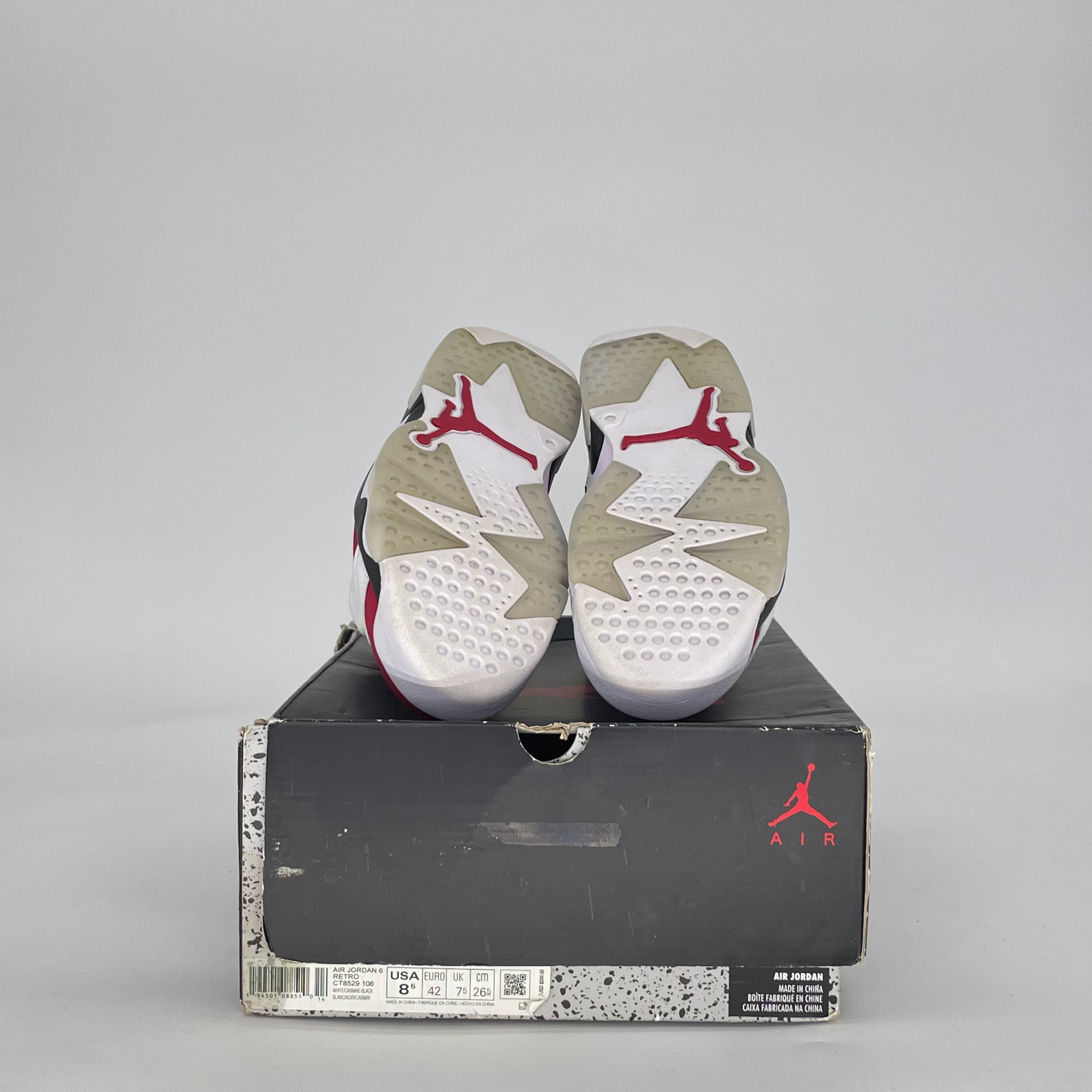 AIR JORDAN 6 CARMINE (2021) CT8529-106 SIZE 8.5/10W