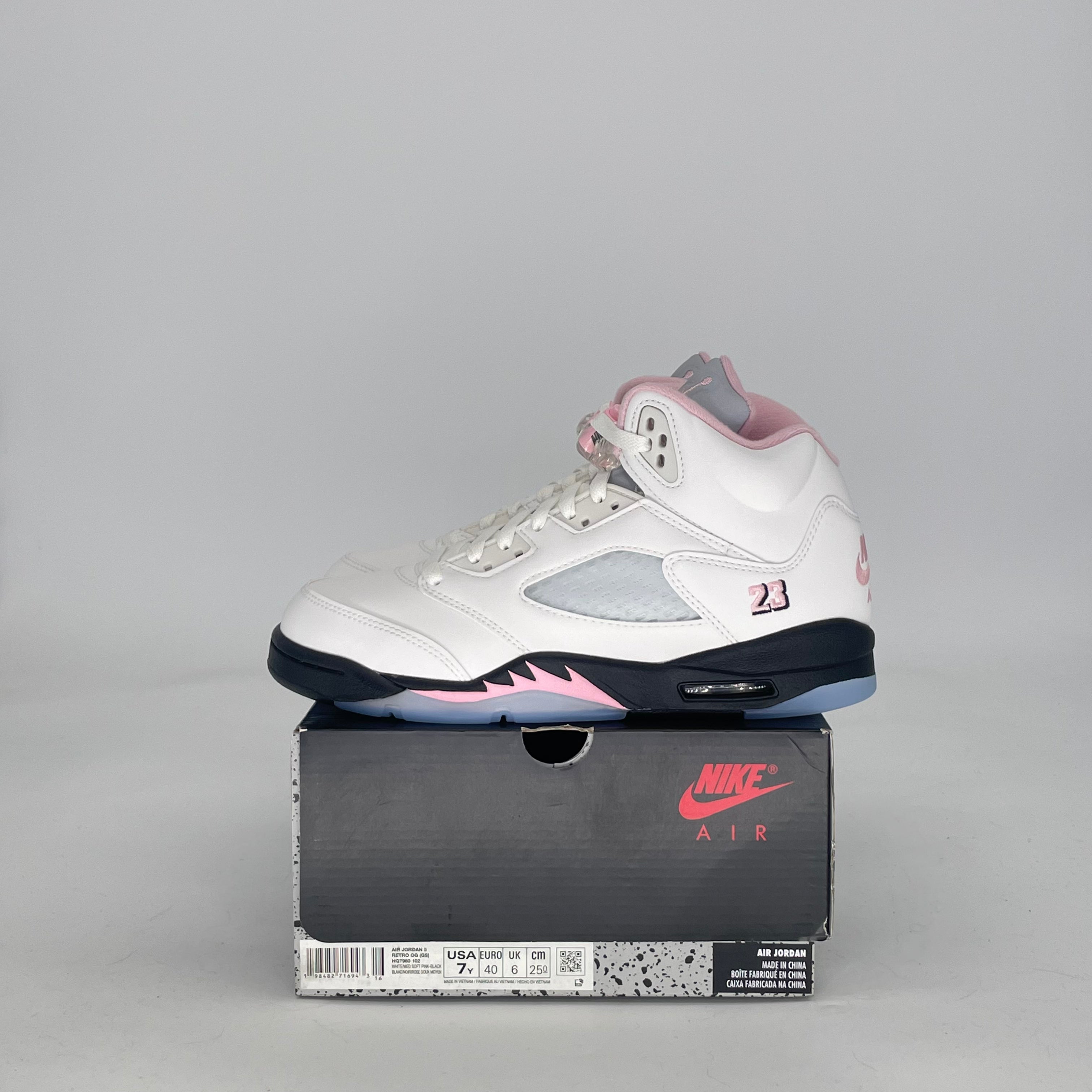 AIR JORDAN 5 MEDIUM SOFT PINK HQ7978-102 SIZE 7/8.5W GS