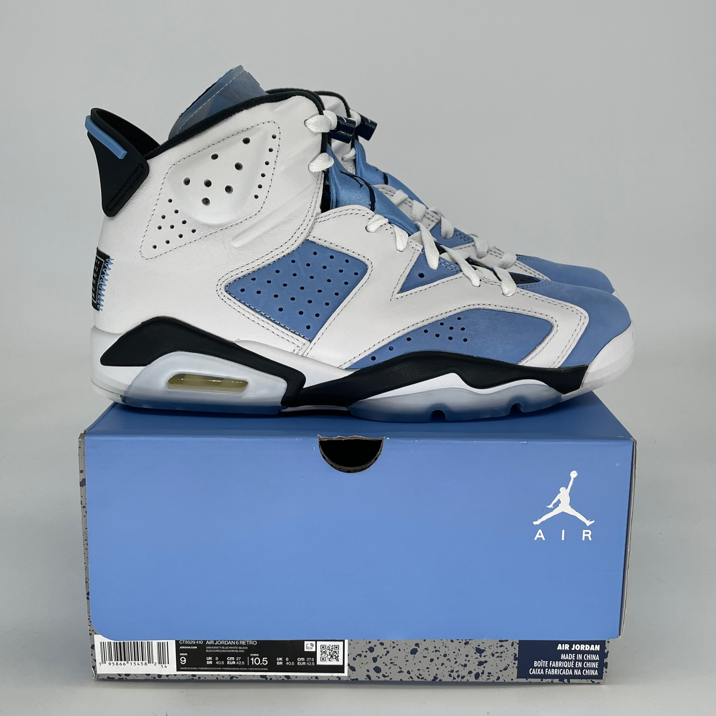 AIR JORDAN 6 UNC WHITE CT8529-410 SIZE 9/10.5W