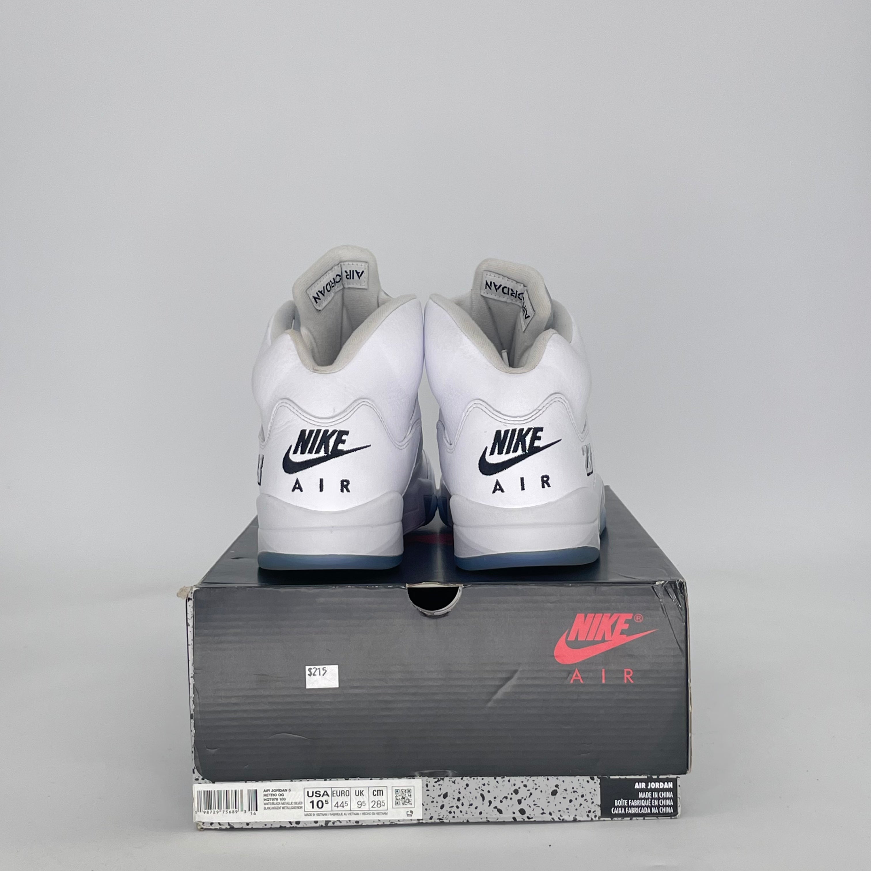 AIR JORDAN 5 WHITE METALLIC HQ7978-103 SIZE 10.5/12W
