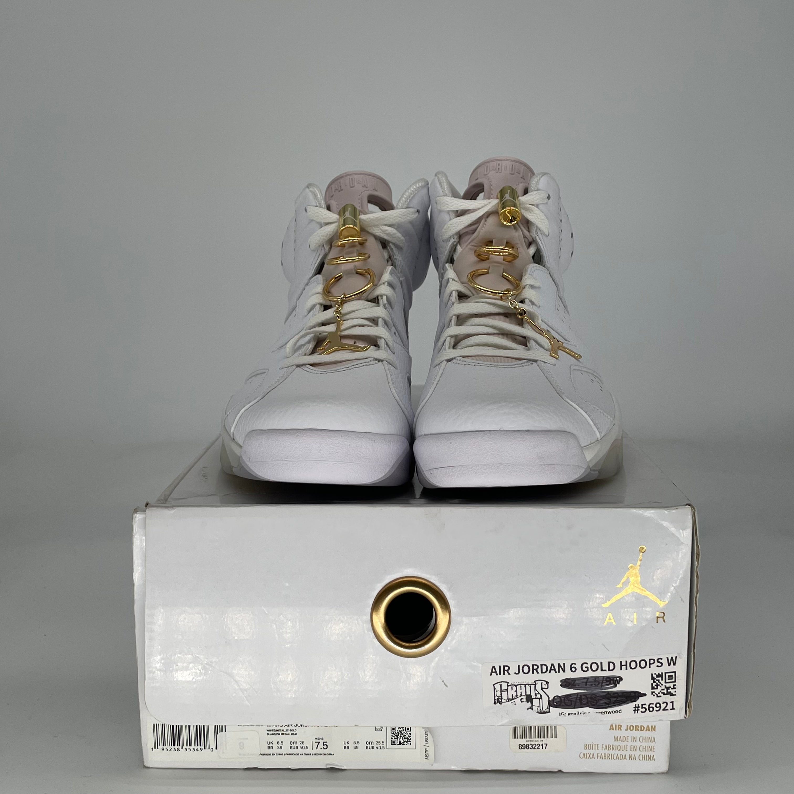 AIR JORDAN 6 GOLD HOOPS W DH9696-100 SIZE 7.5/9W