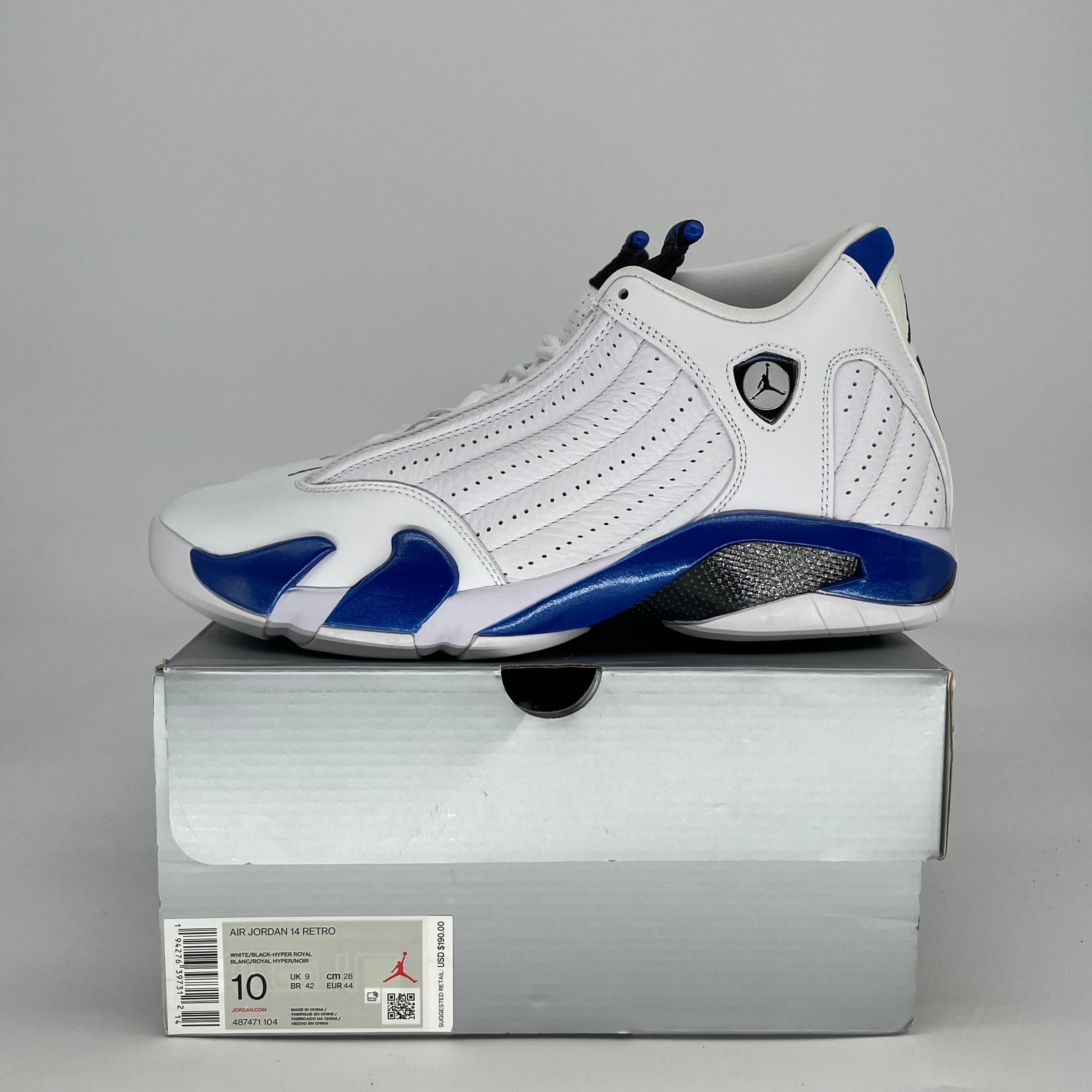 AIR JORDAN 14 WHITE HYPER ROYAL HJ7710-101 SIZE 10/11.5W