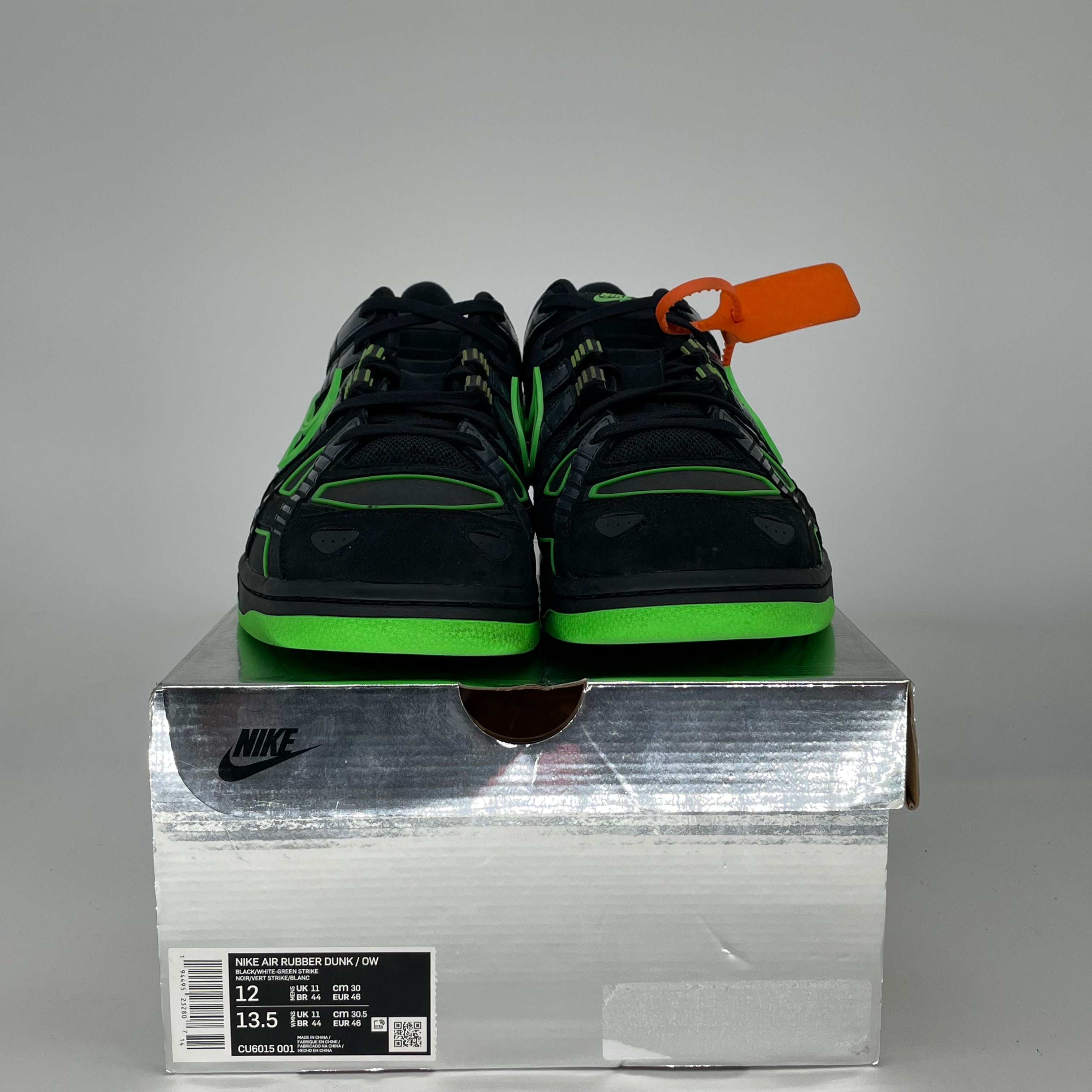 OFF WHITE X NIKE AIR RUBBER DUNK GREEN STRIKE CU6015-001 SIZE 12/13.5W