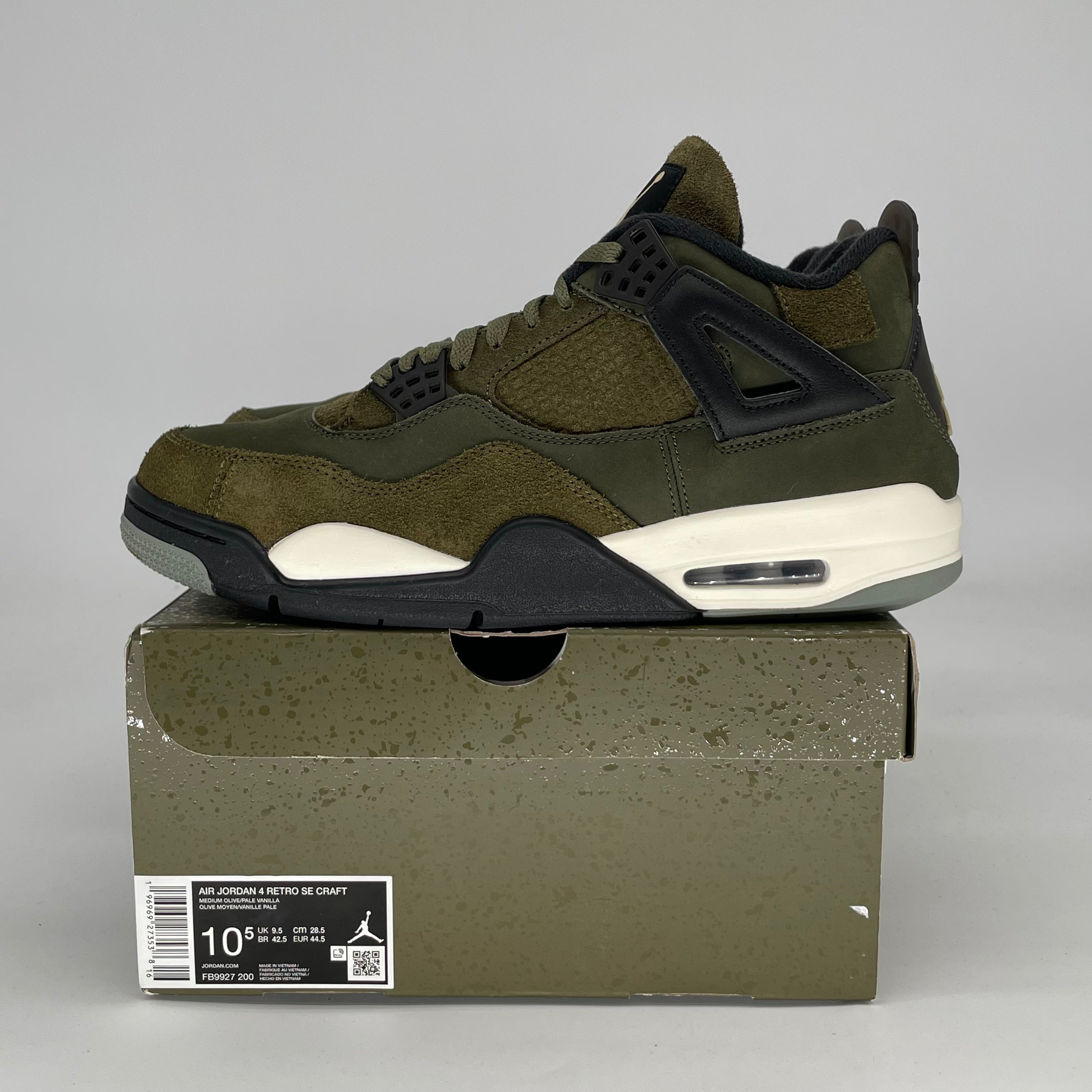 AIR JORDAN 4 CRAFT MEDIUM OLIVE FB9927-200 SIZE 10.5/12W