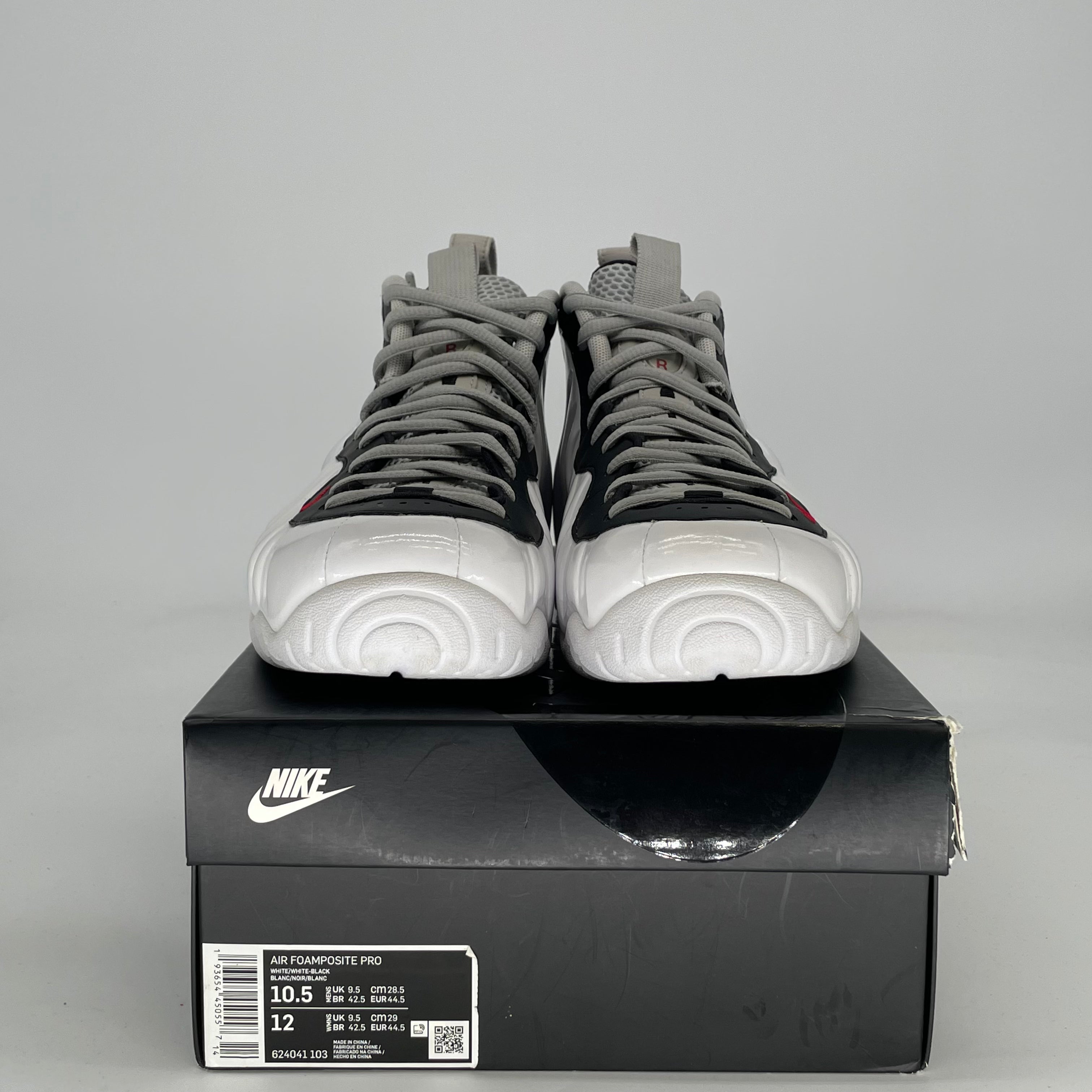 NIKE AIR FOAMPOSITE PRO WHITE BLACK UNIVERSITY RED 624041-103 SIZE 10.5/12W