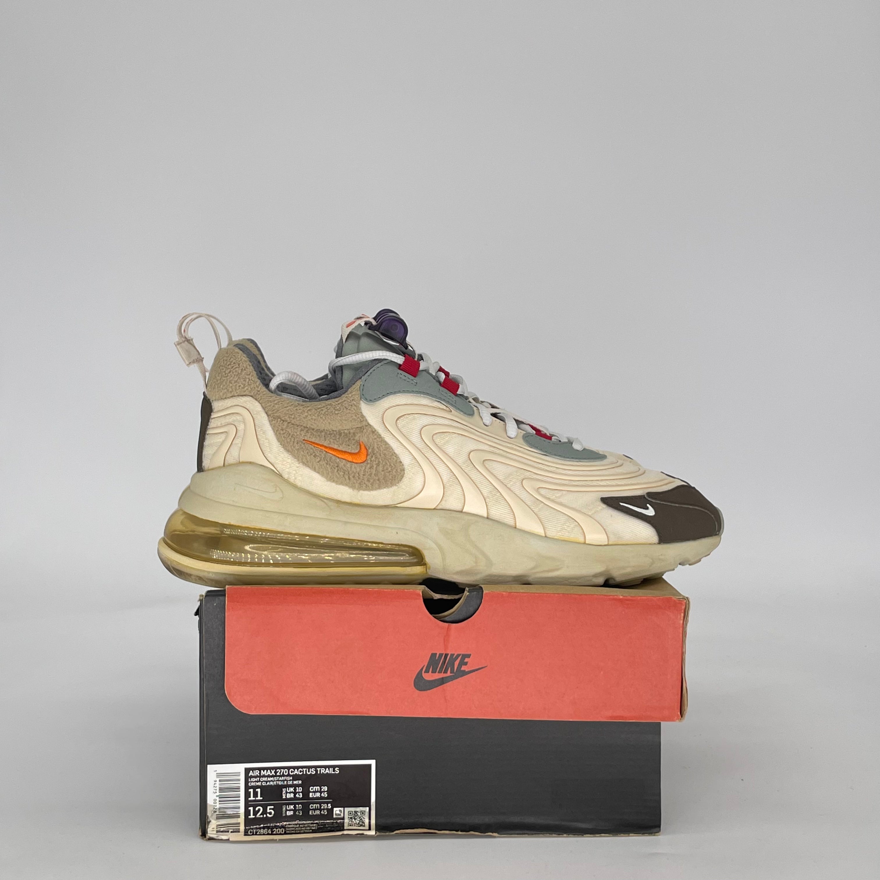 NIKE AIR MAX 270 REACT TRAVIS SCOTT CACTUS TRAILS CT2864-200 SIZE 11/12.5W
