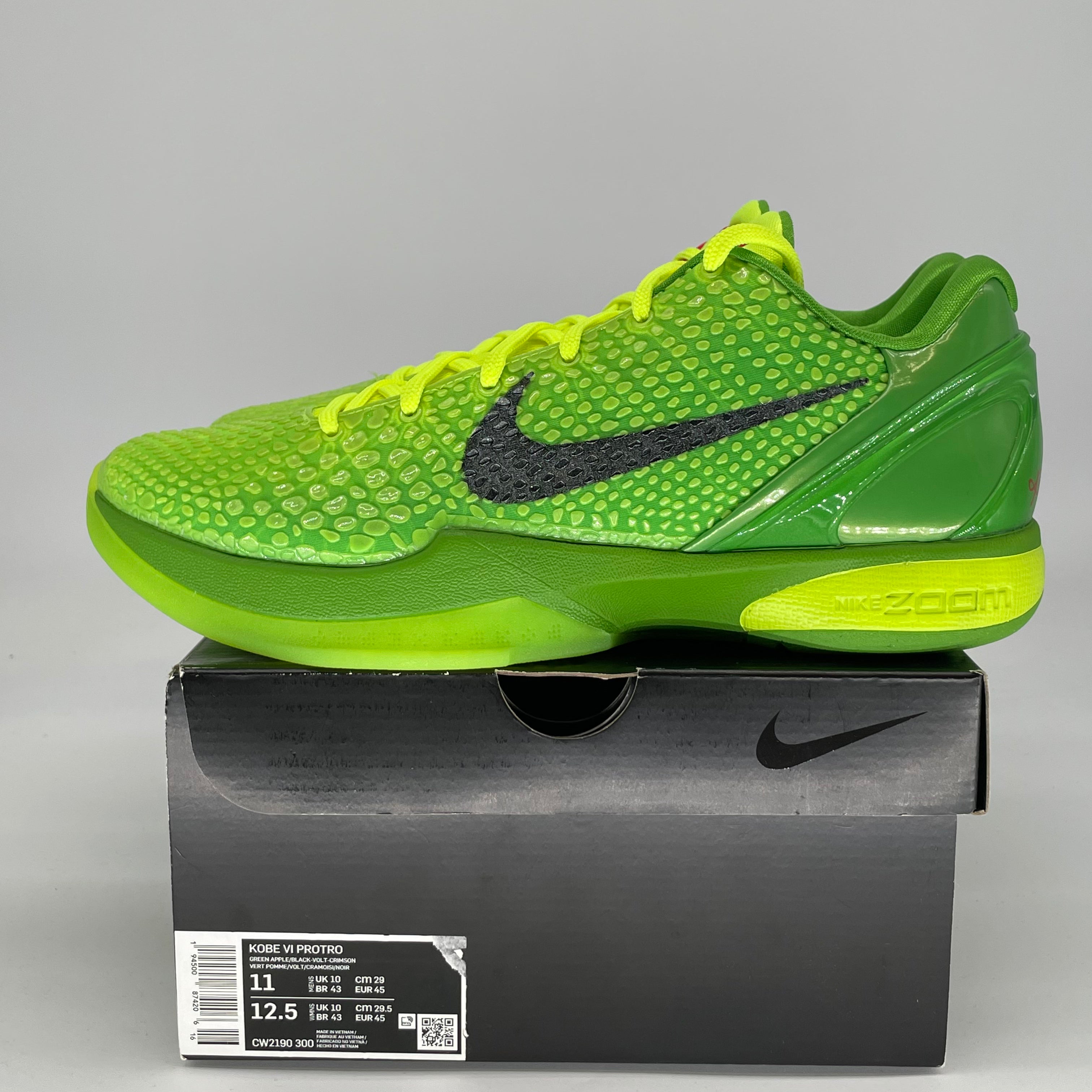 NIKE KOBE 6 PROTRO GRINCH CW2190-300 SIZE 11/12.5W