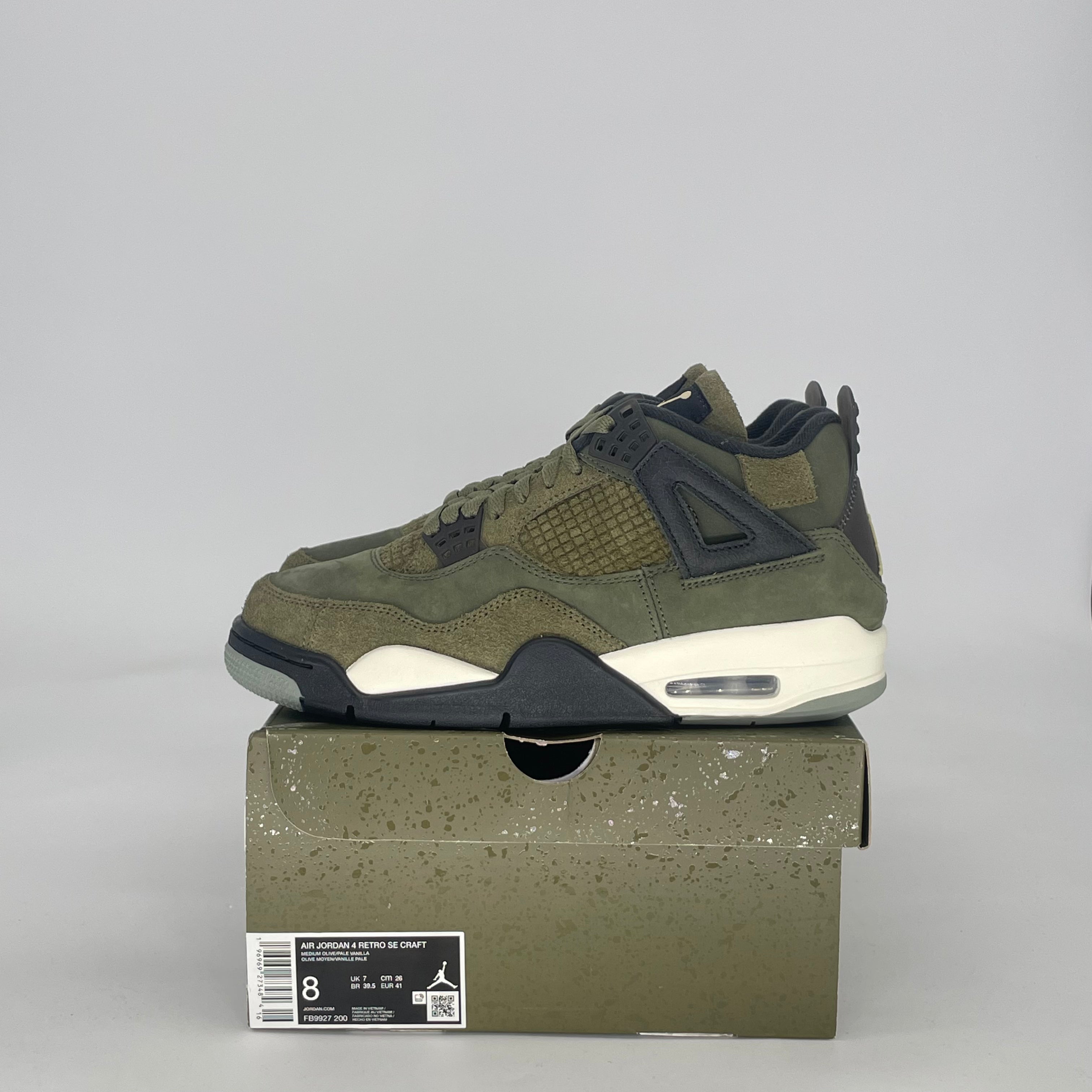 AIR JORDAN 4 CRAFT MEDIUM OLIVE FB9927-200 SIZE 8/9.5W