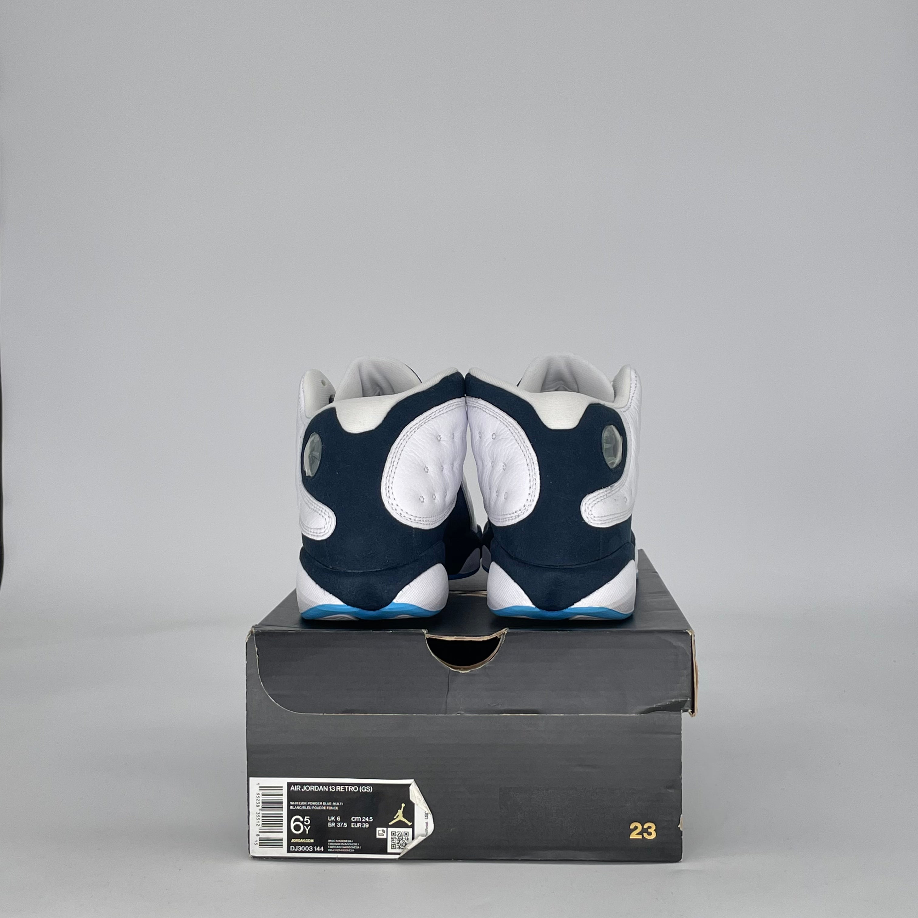 AIR JORDAN 13 WHITE OBSIDIAN POWDER BLUE DJ3003-144 SIZE 6.5/8W GS