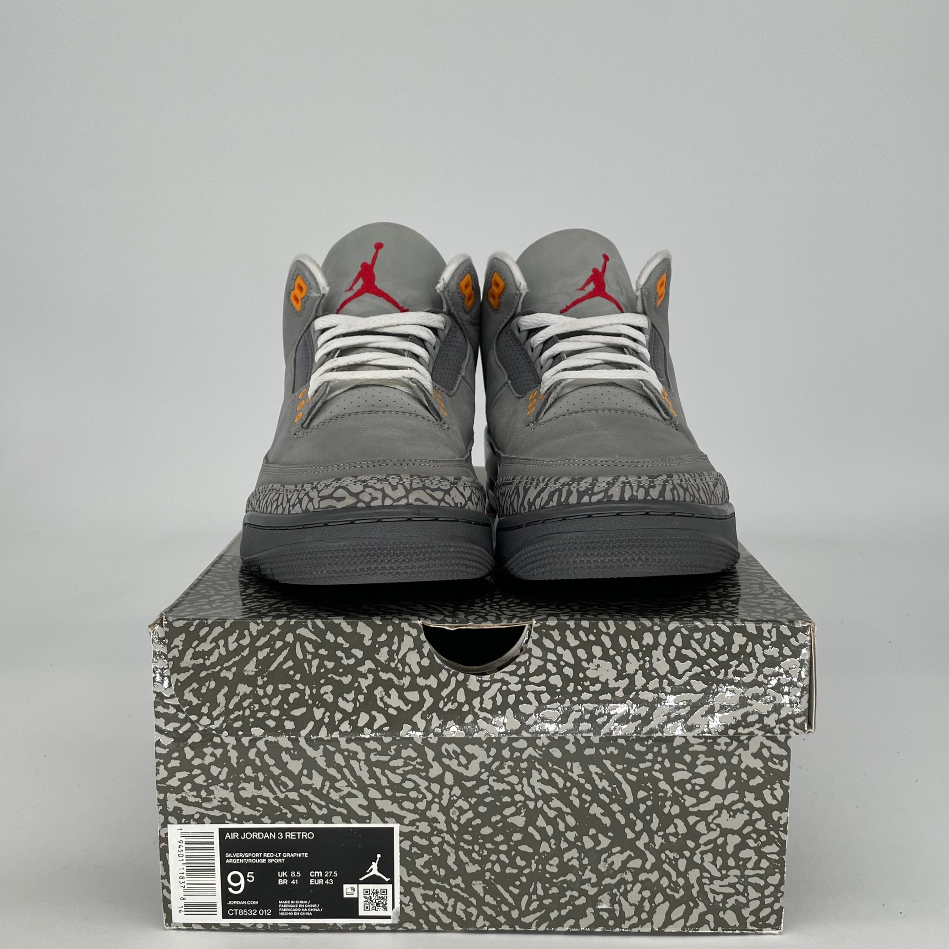 AIR JORDAN 3 COOL GREY CT8532-012 SIZE 9.5/11W