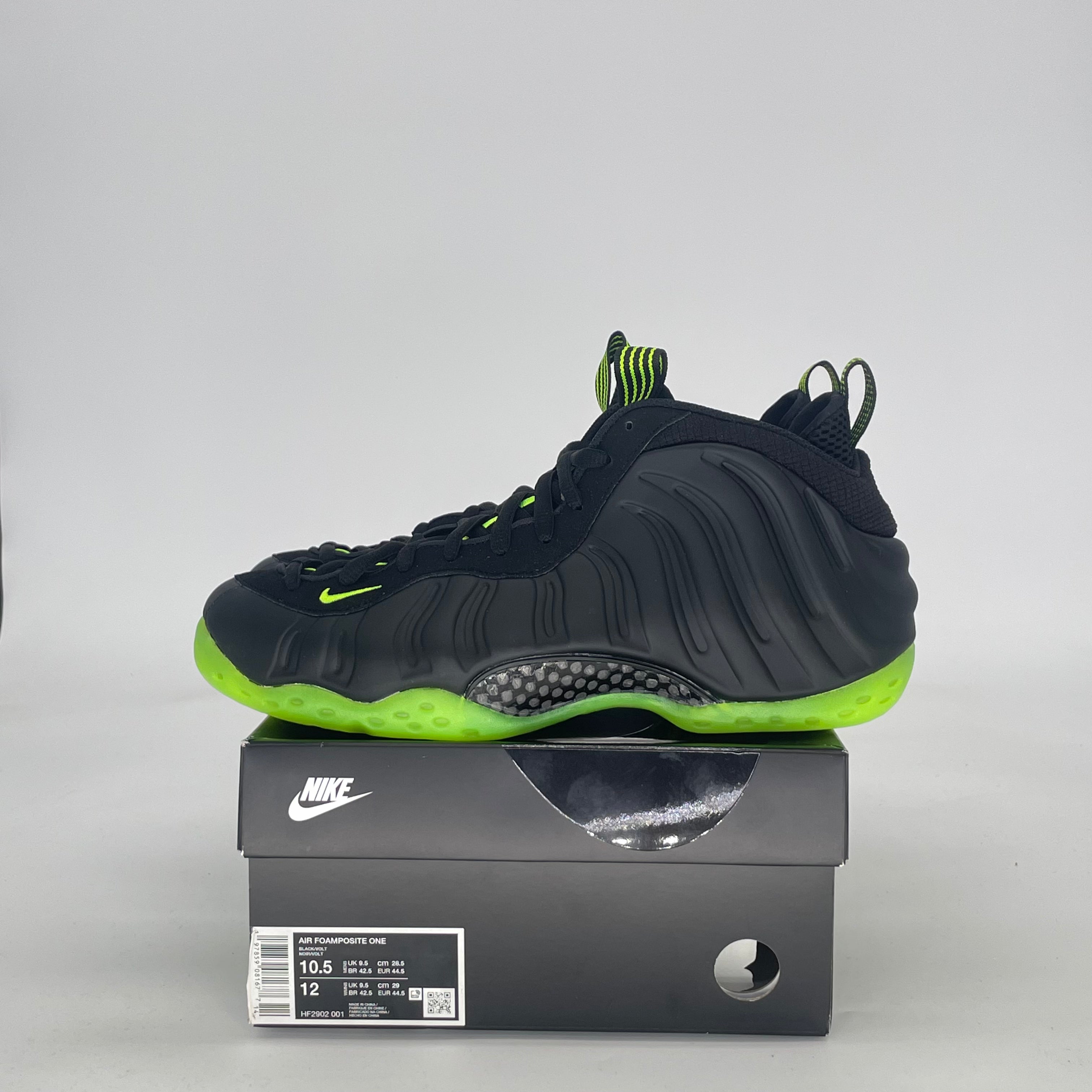 NIKE AIR FOAMPOSITE ONE BLACK VOLT HF2902-001  SIZE 10.5/12W