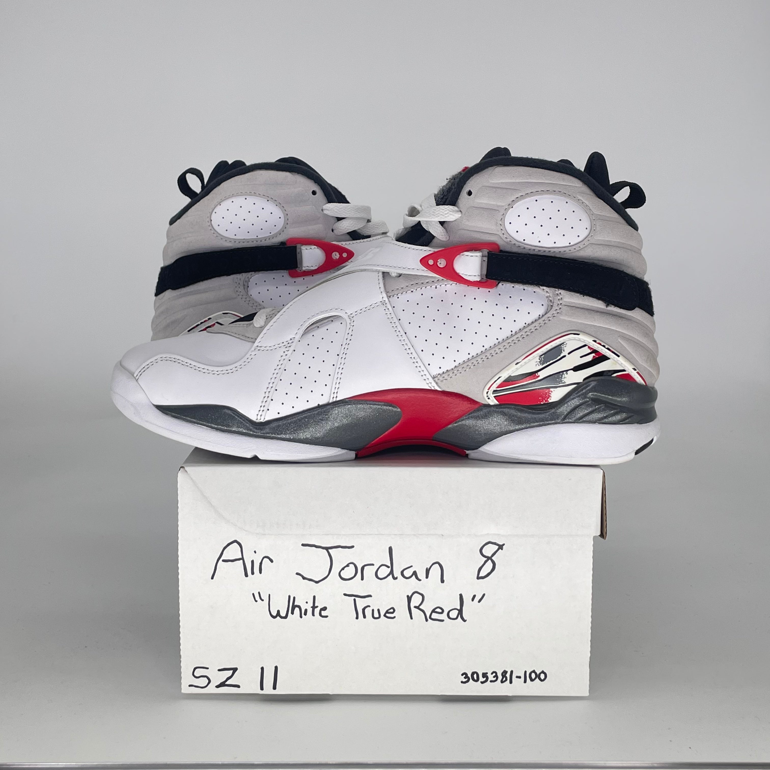AIR JORDAN 8 WHITE TRUE RED 305381100 SIZE 11/12.5W